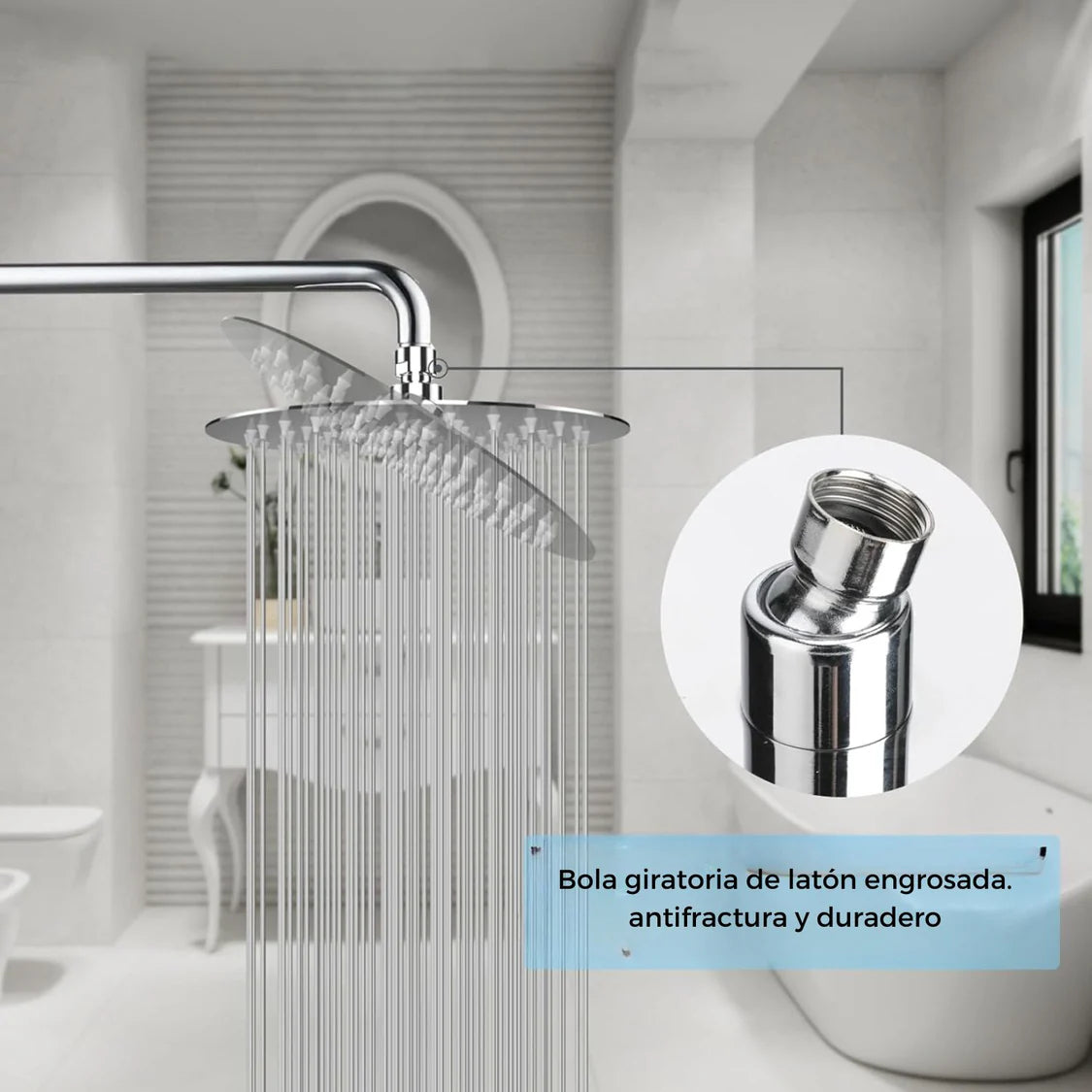 Regadera Acero Ultraplana 20 cms Redonda Alta Calidad Sin Tubo