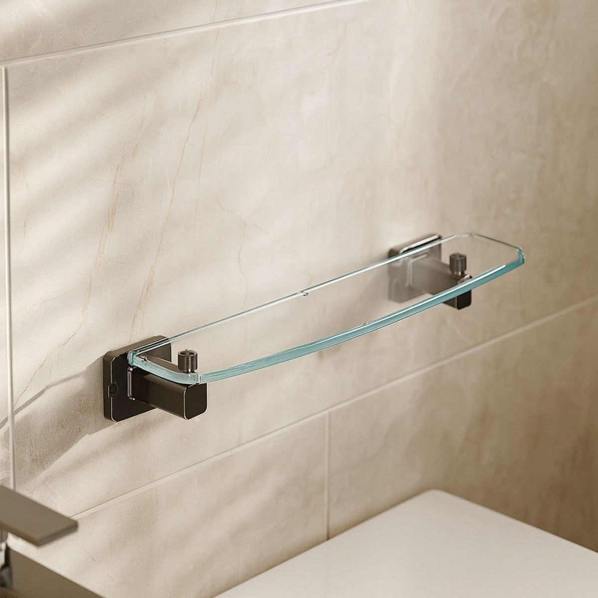 Repisa Acrílica Transparente 45Cm Soportes Cromados Alta Resistencia