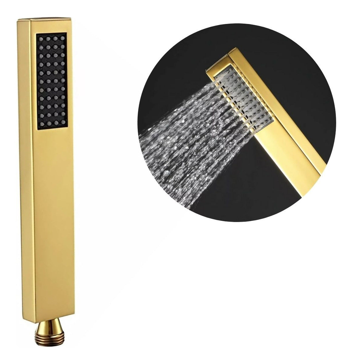 Mango Teleducha Slim Alargada Dorada en Acero Inoxidable (SUS304), Entrada de ½”, Chorro Tipo Lluvia