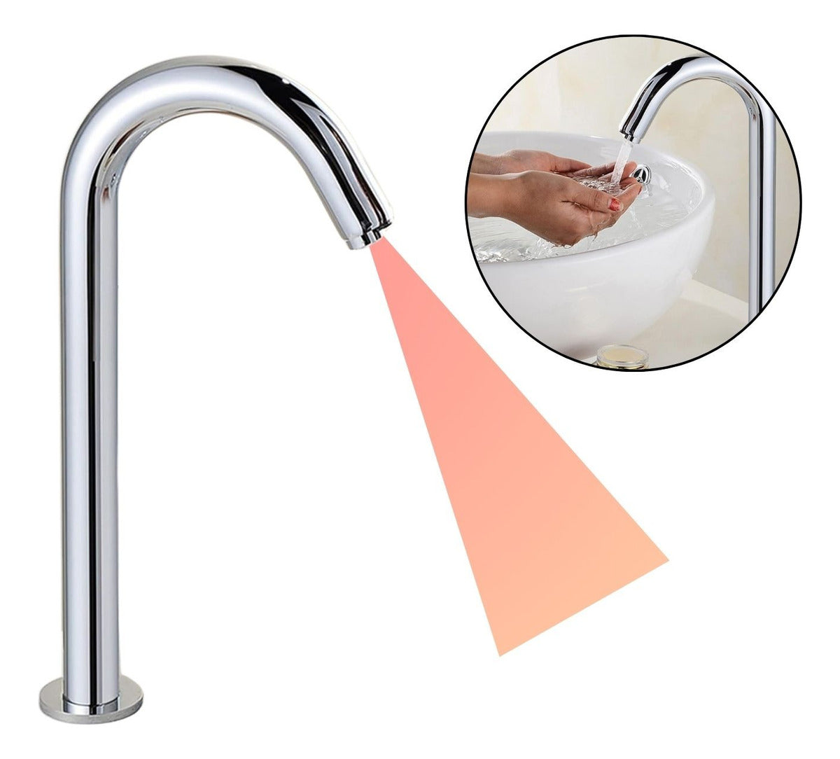 Grifería para Lavamanos Alta de Sensor - Acabado Cromado