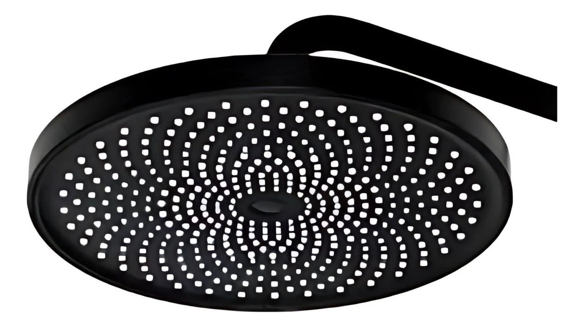 Set Conjunto Ducha Monocontrol Negro Metálico Redonda con Regadera 20 cm y Tubo