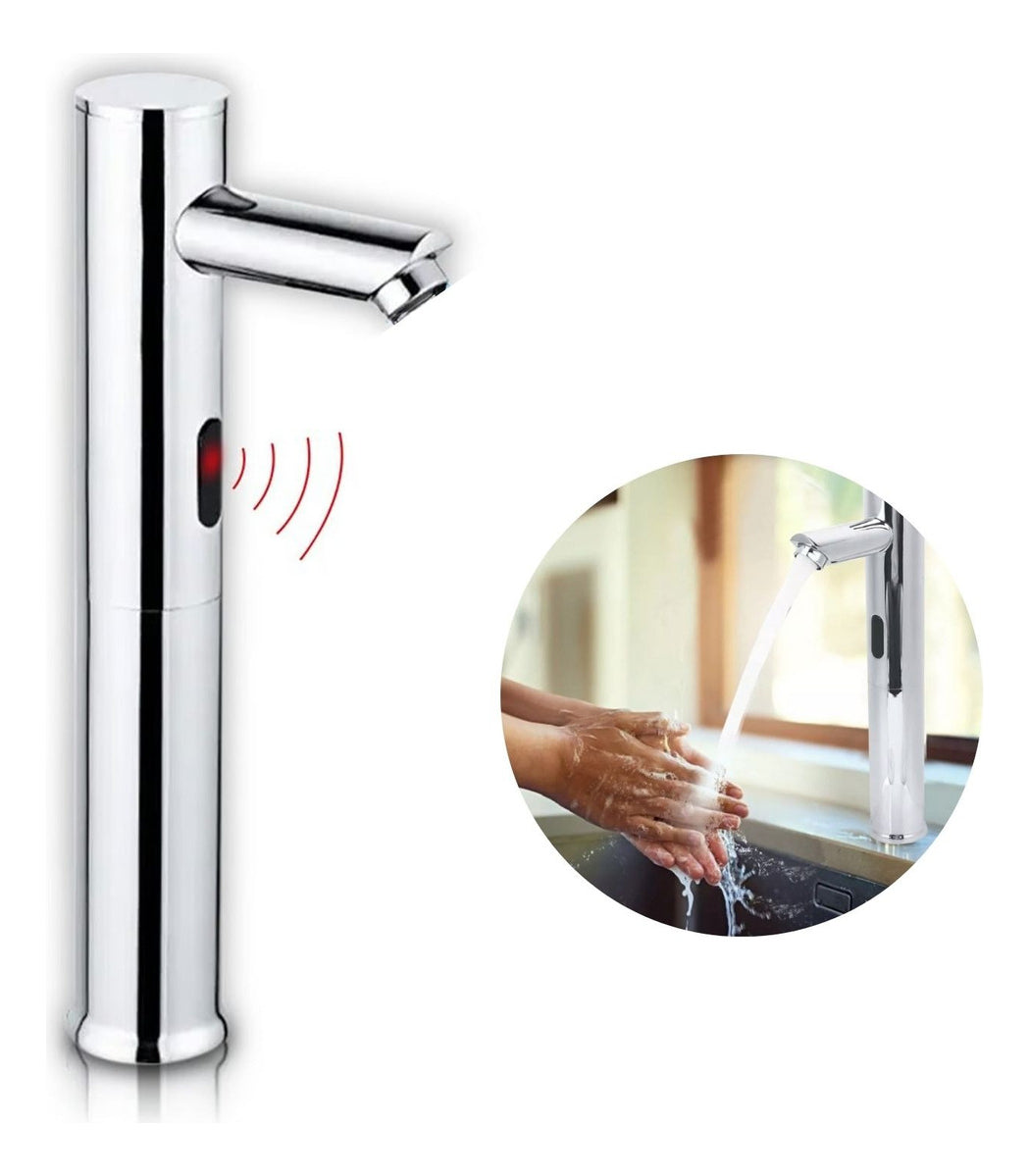 Grifería para Lavamanos Torre Alta de Sensor - Acabado Cromado
