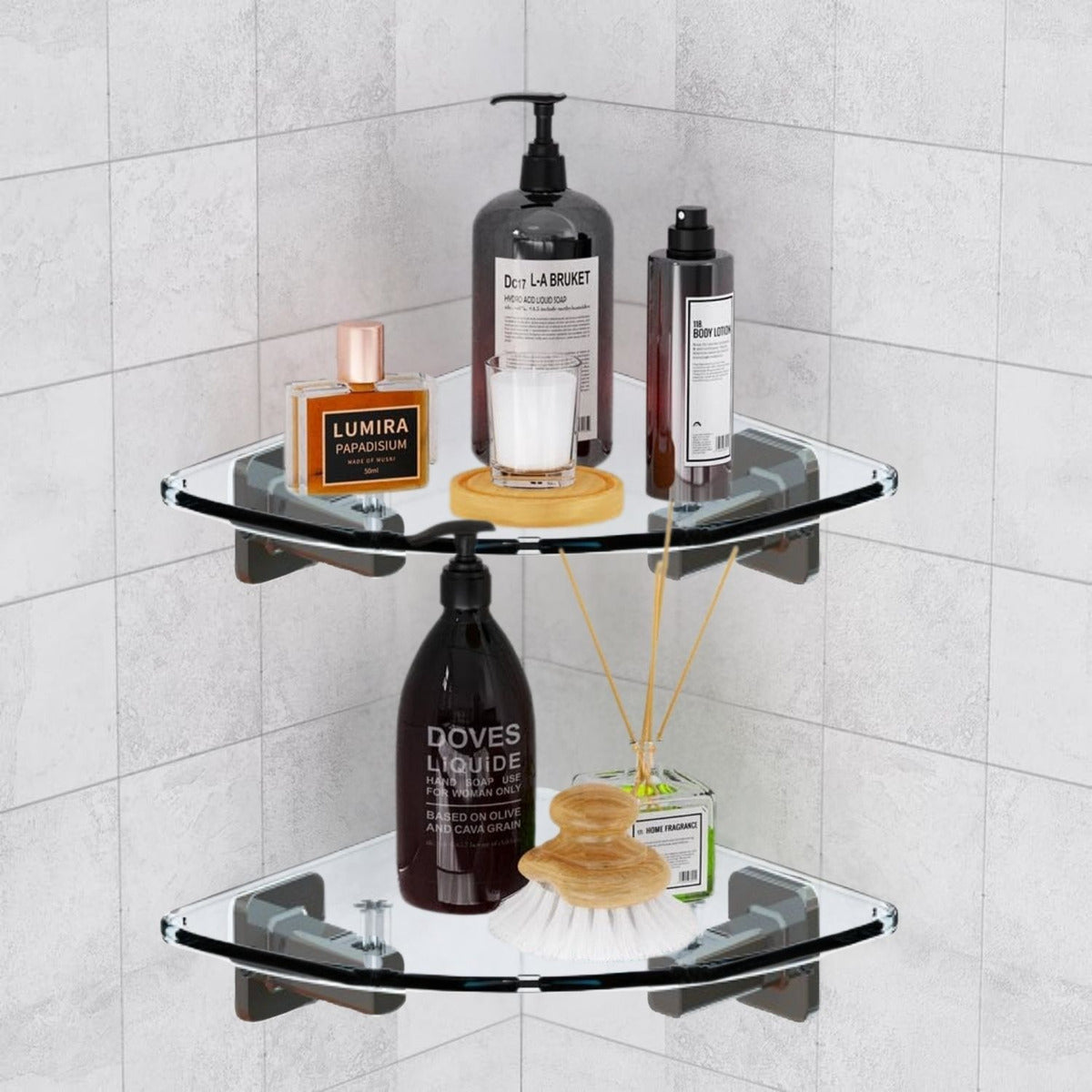 Repisa Esquinera Transparente Multiusos 14.3x47 Cm Alta Resistencia