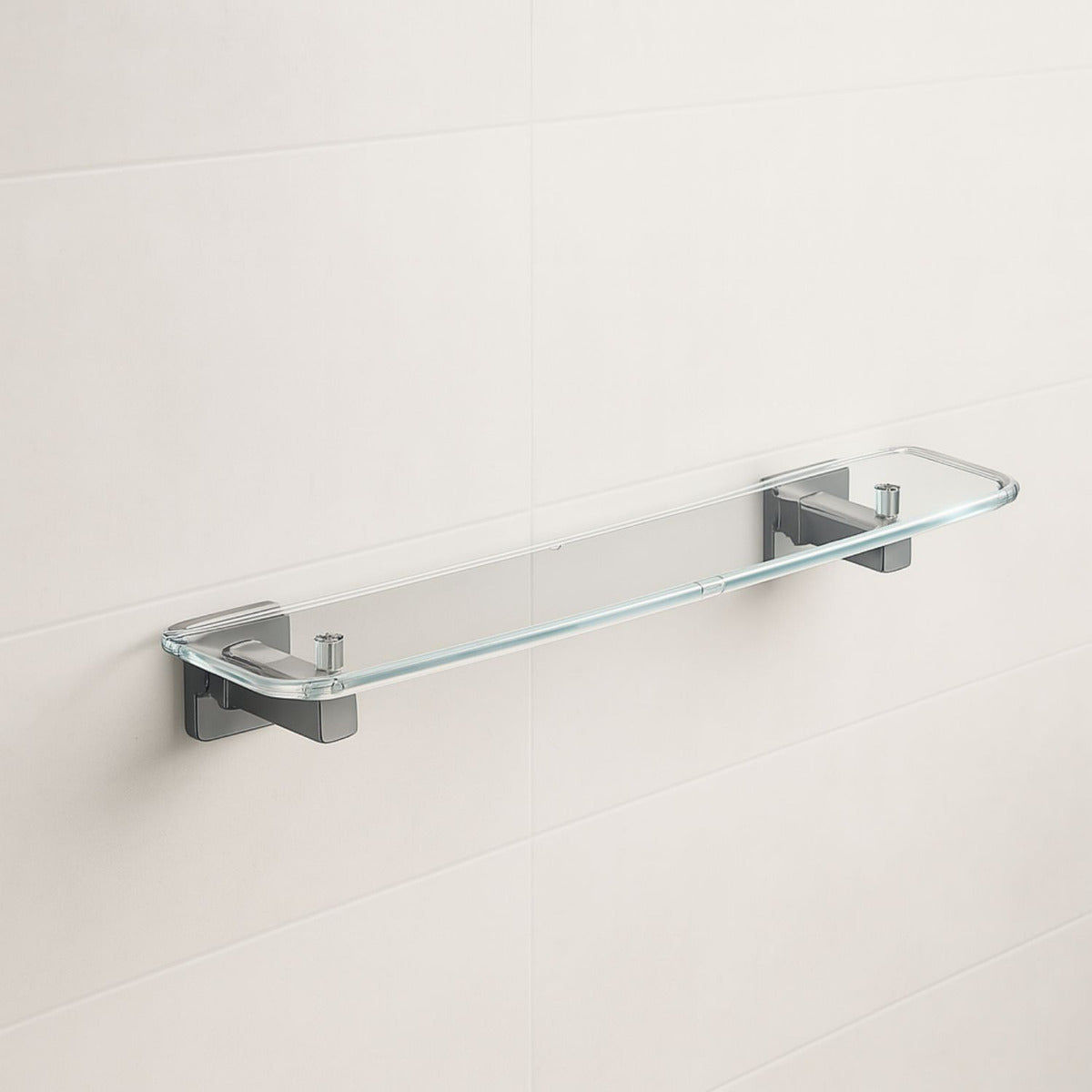 Pack x 2 Repisa Acrílica Transparente 45Cm Soportes Cromados Alta Resistencia