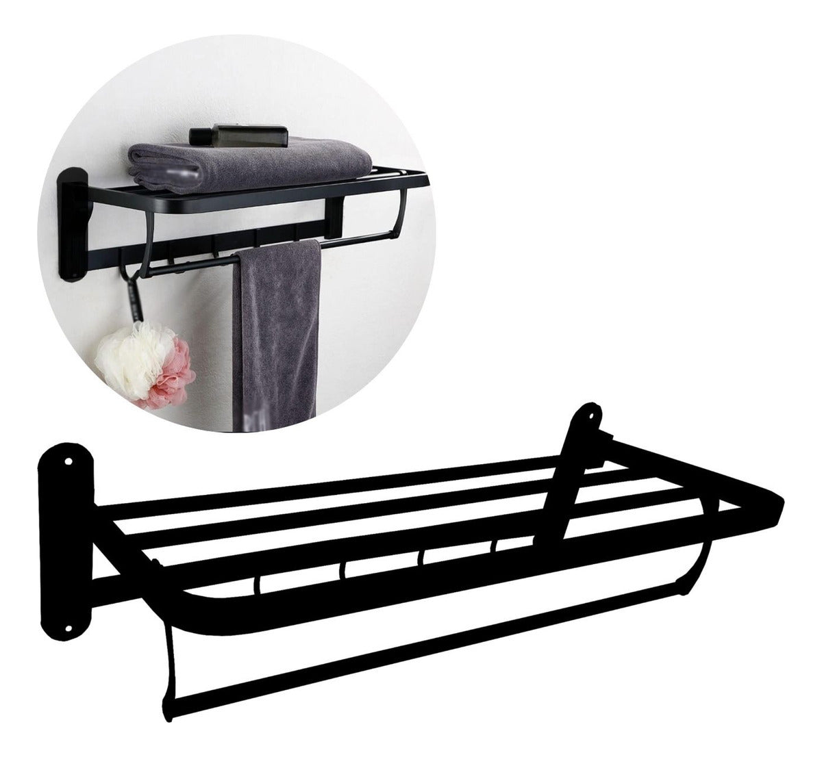 Toallero Hotelero en Acero 304 Negro Mate Multifuncional
