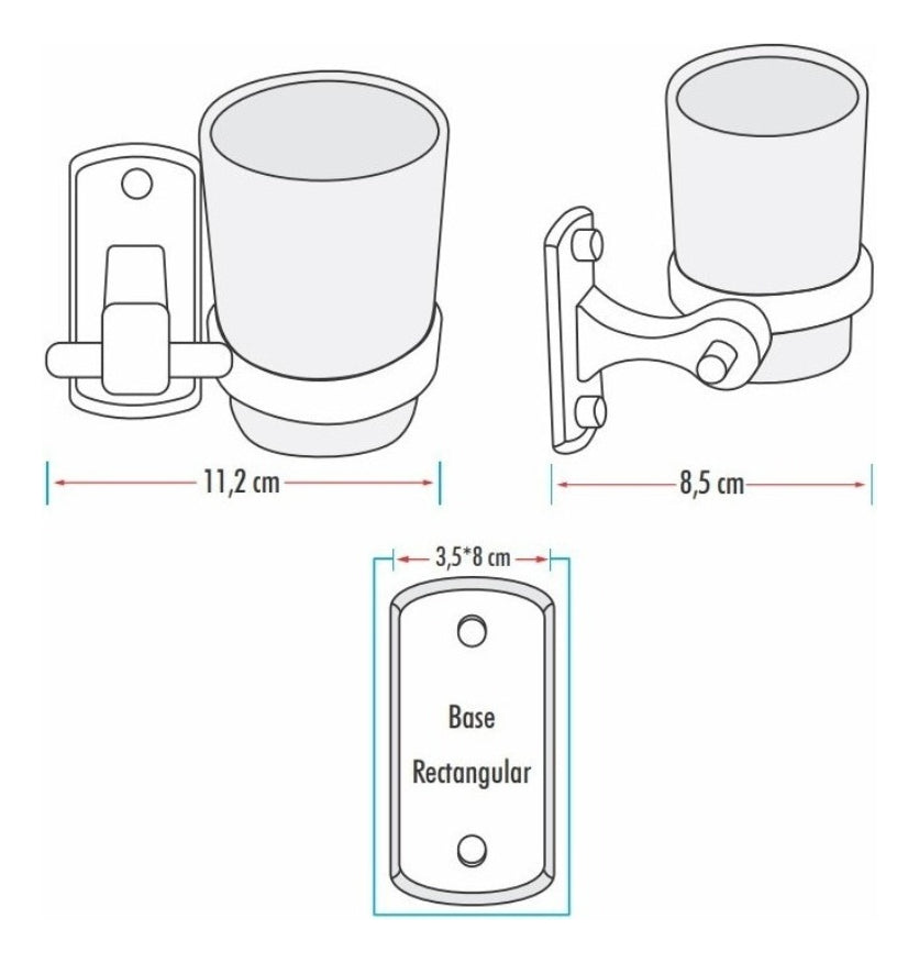 Portavasos Base Rectangular en Aluminio Color Negro