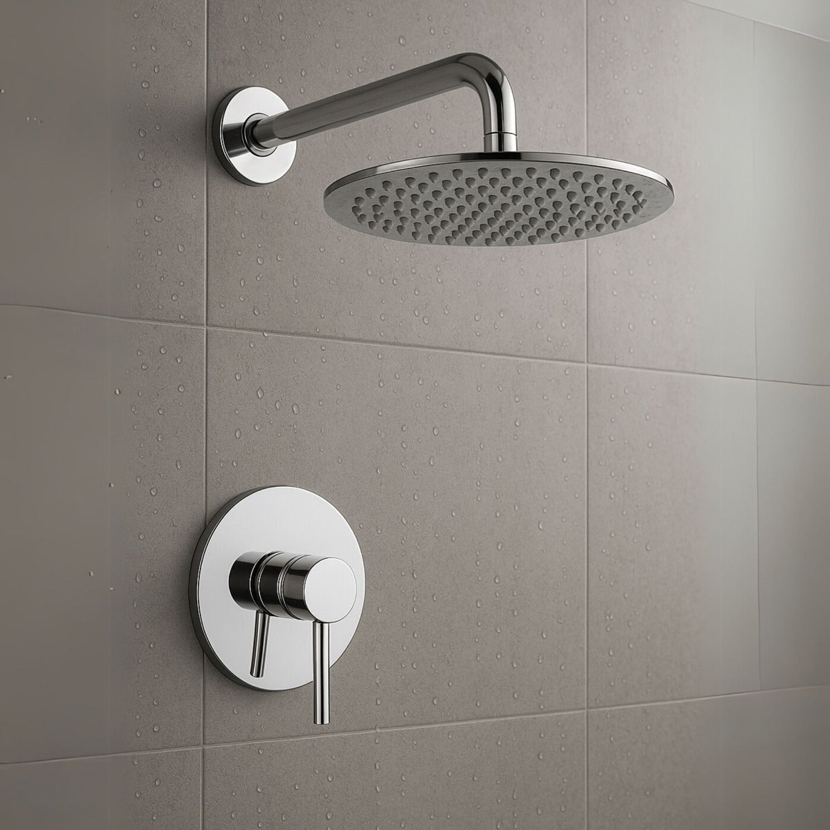 Griferia Ducha Monocontrol Redonda Cromo Brillante Lujo