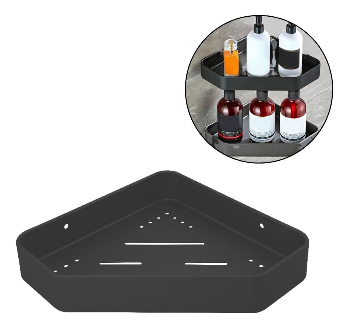 Repisa Baño Esquinera Moderna Negro Aluminio - Inoxidable