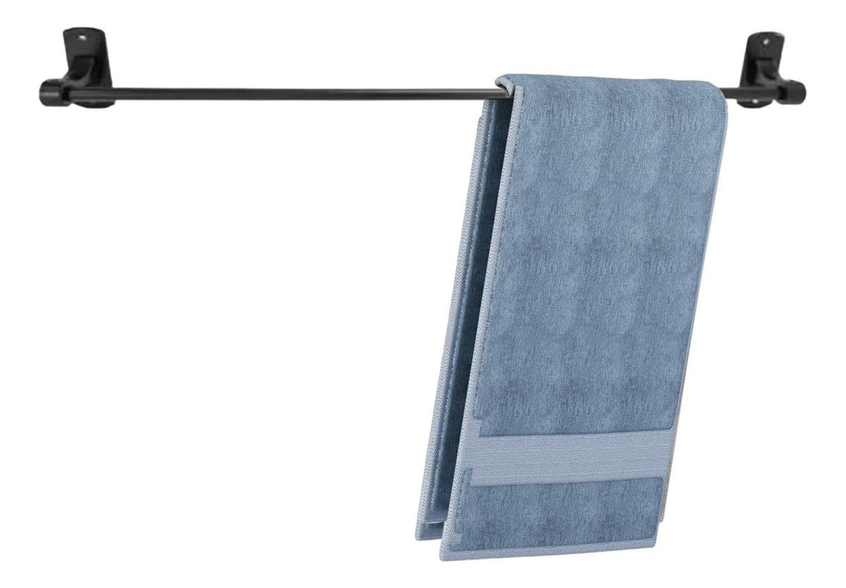 Toallero Barra de 60 cm - Base Rectangular en Aluminio Color Negro