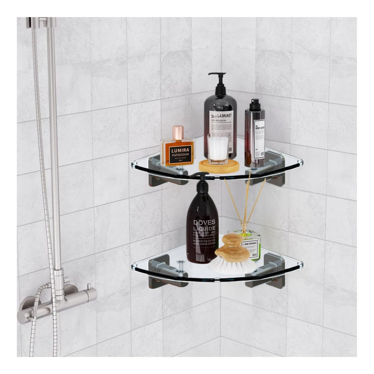 Repisa Esquinera Transparente Multiusos 14.3x47 Cm Alta Resistencia