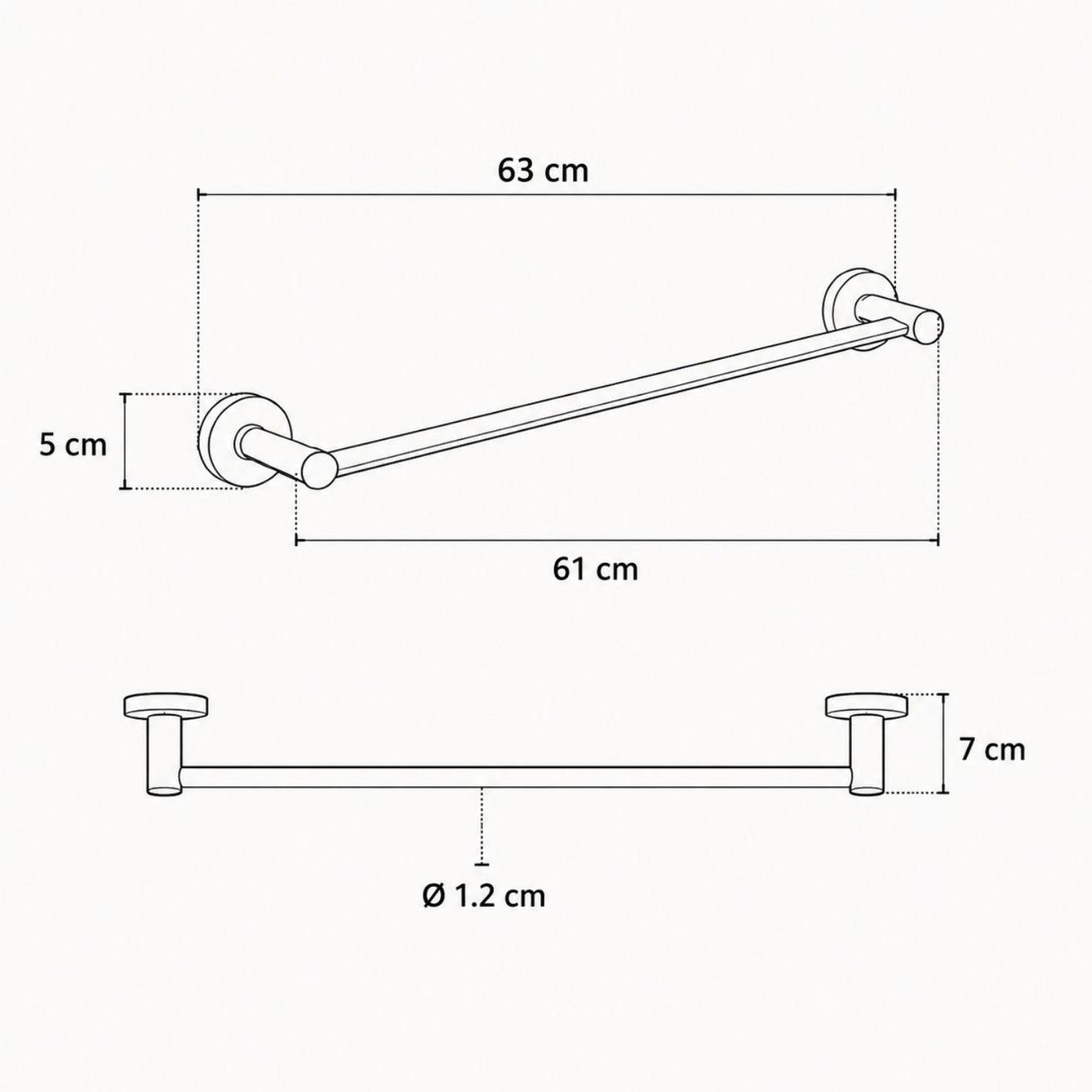 Toallero de Barra en Acero Inoxidable de 61 cm