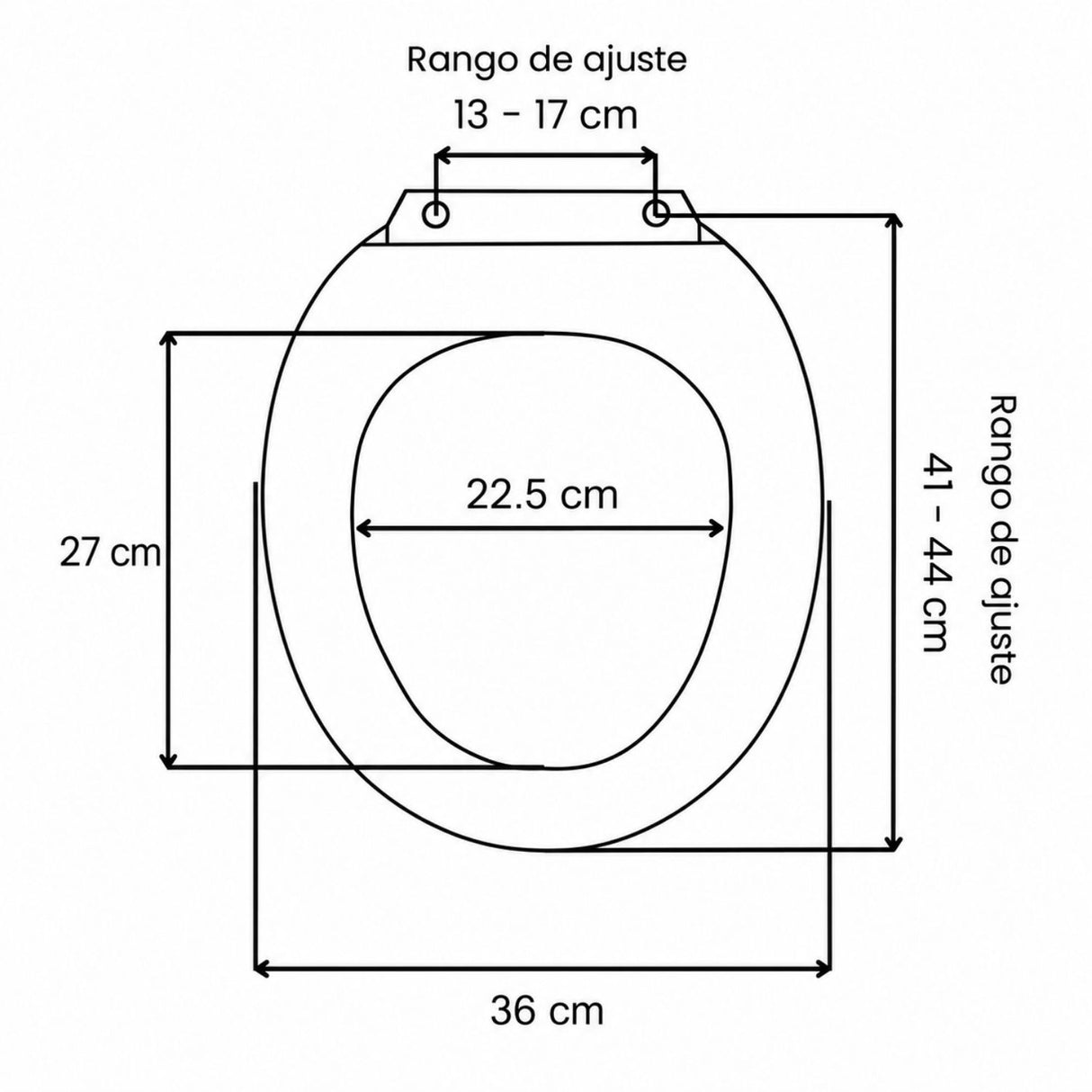 Asiento Sanitario Eco Blanco Polipropileno Ajustable 44 cm