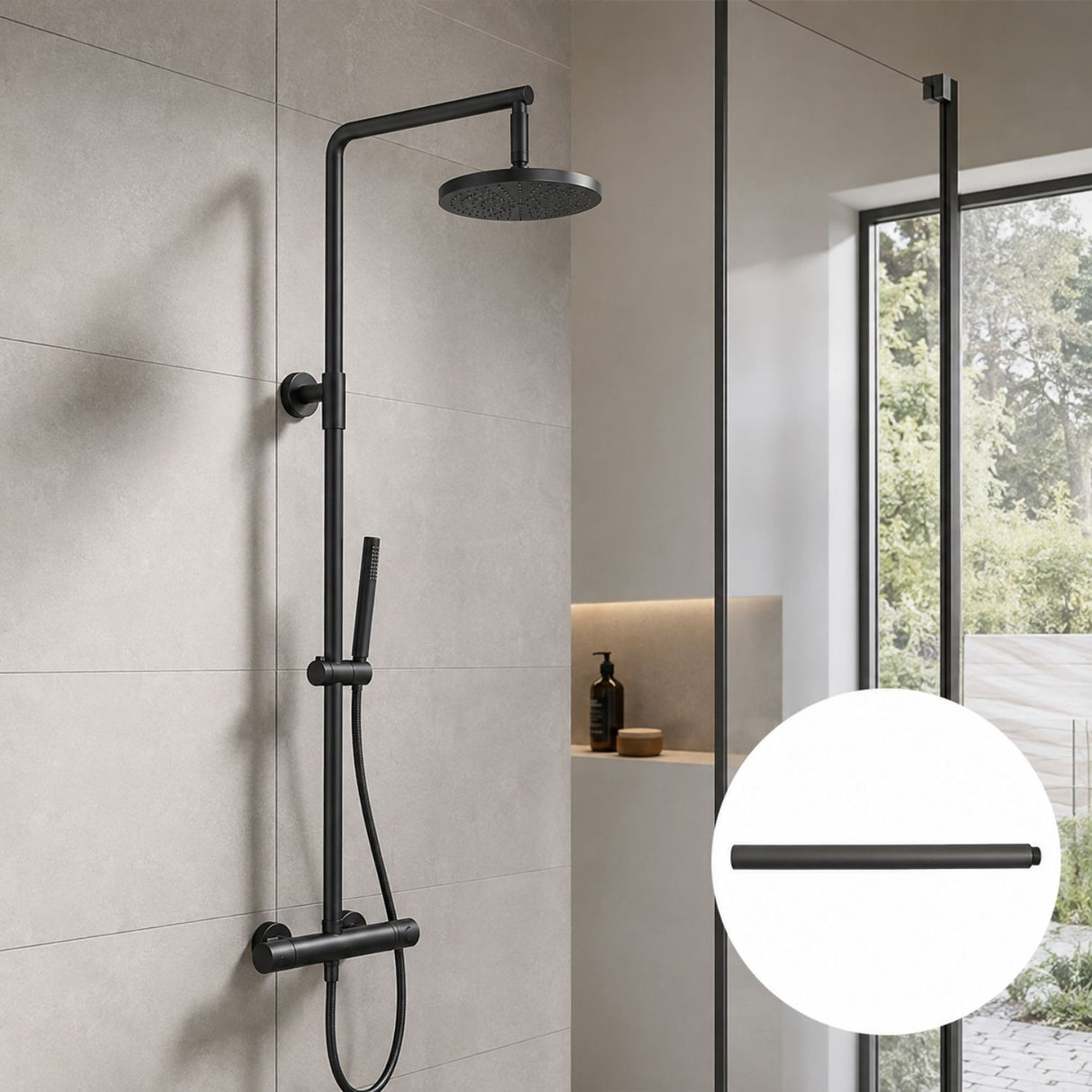 Tubo de Extensión 30 cm para Columna de Ducha con Teclado Gunmetal