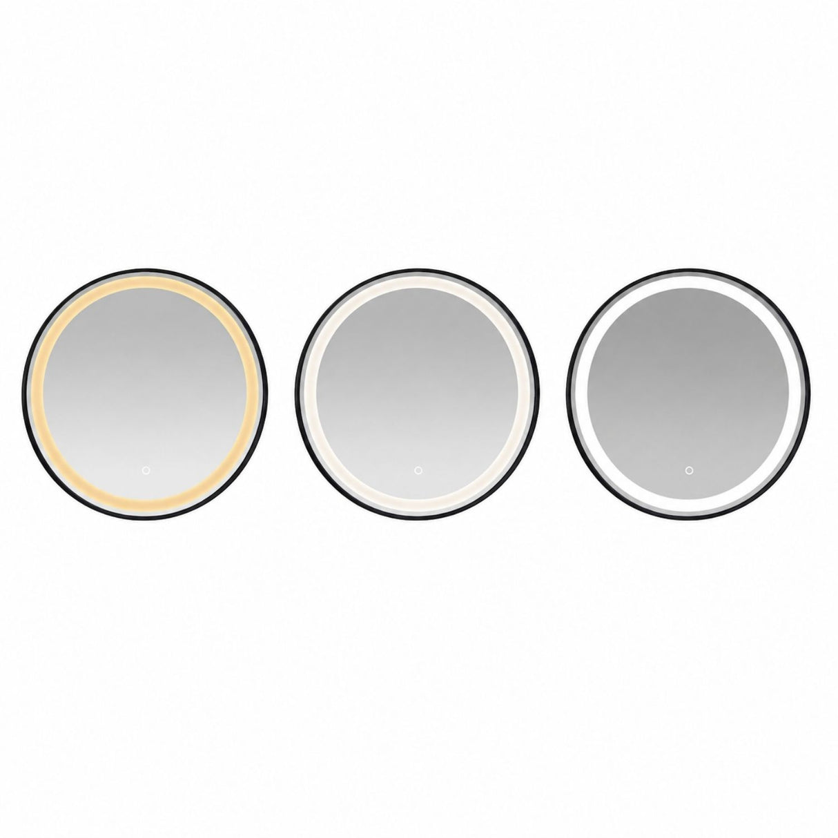 Espejo LED Circular 60 cm con Marco Negro y Tres Tonos de Luz