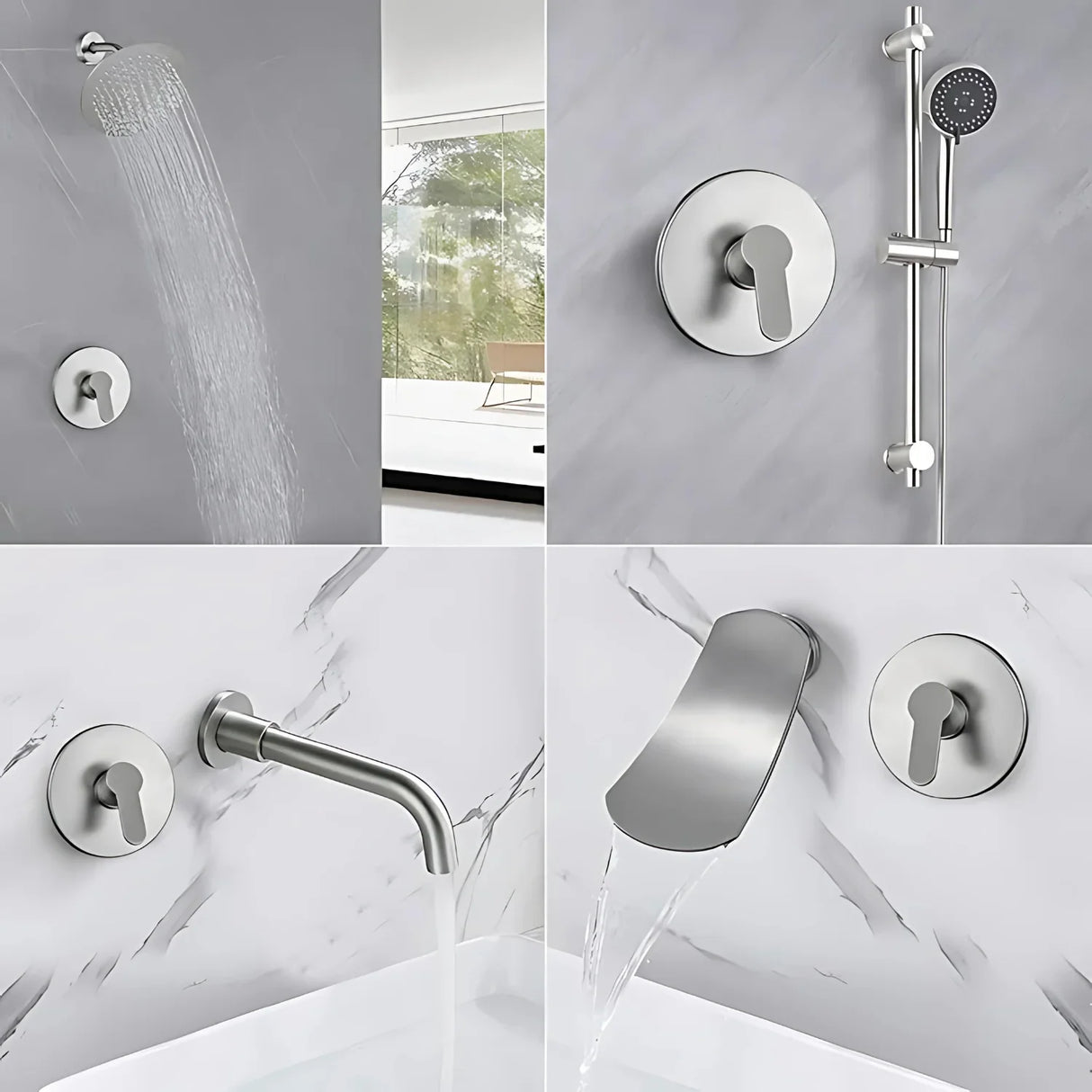 Griferia Ducha Monocontrol Satinada Metalica Cuerpo Bronce