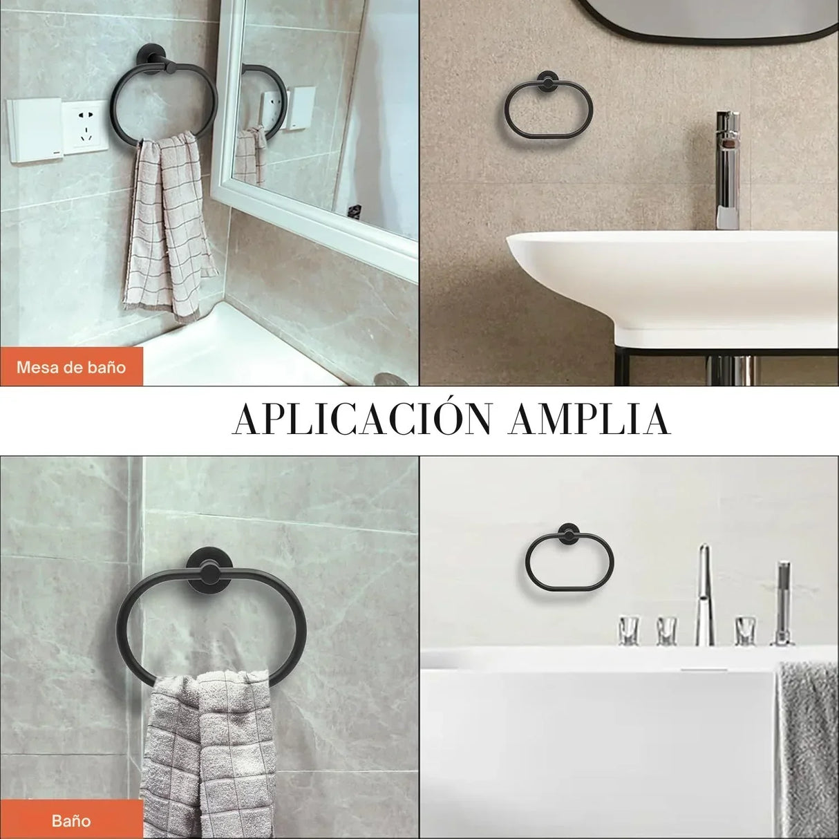 Set De Accesorios Para Baño L. Turmalina Negro (Aluminio) - 3 Piezas