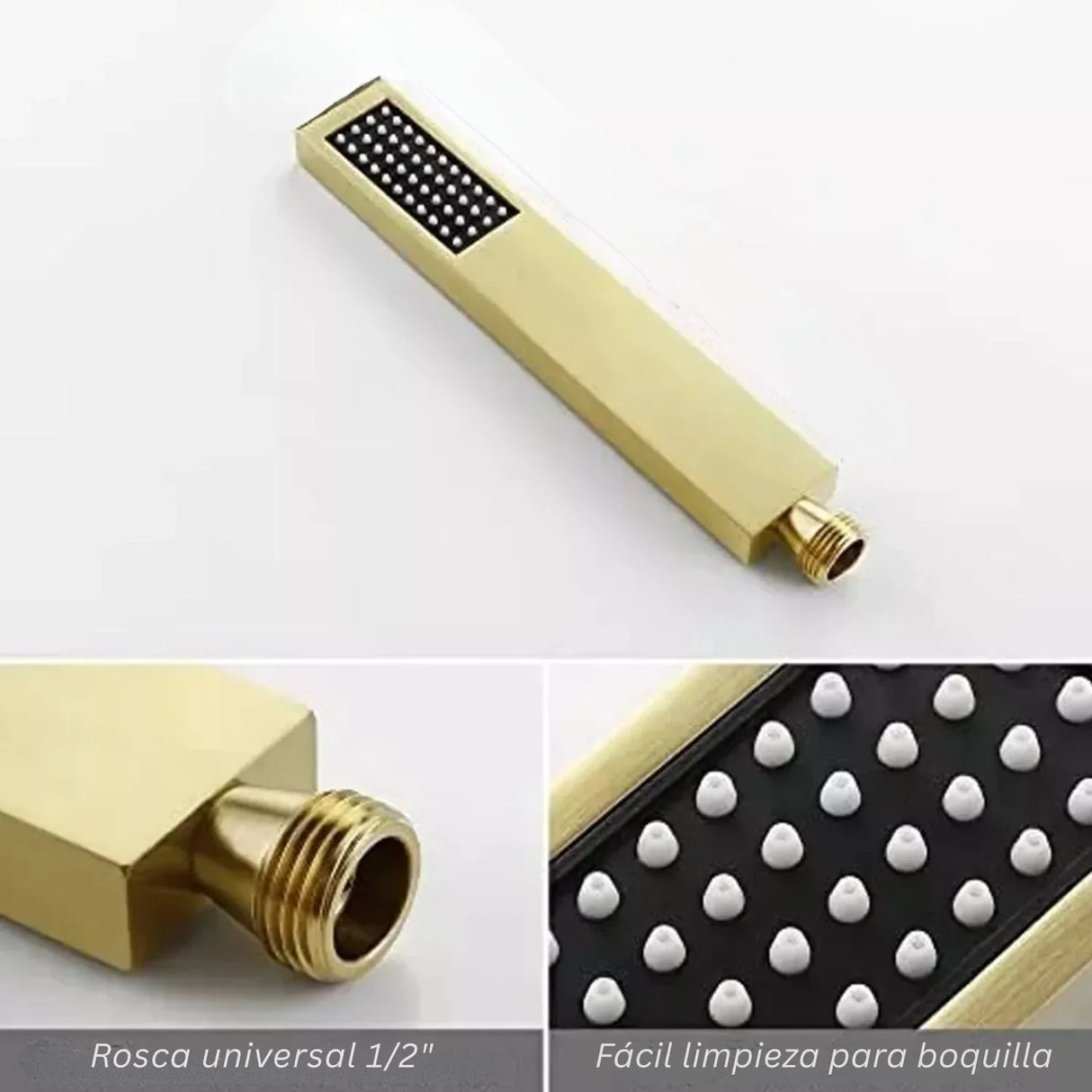 Mango Teleducha Slim Alargada Cromada en Acero Inoxidable (SUS304), Entrada de ½”, Chorro Tipo Lluvia