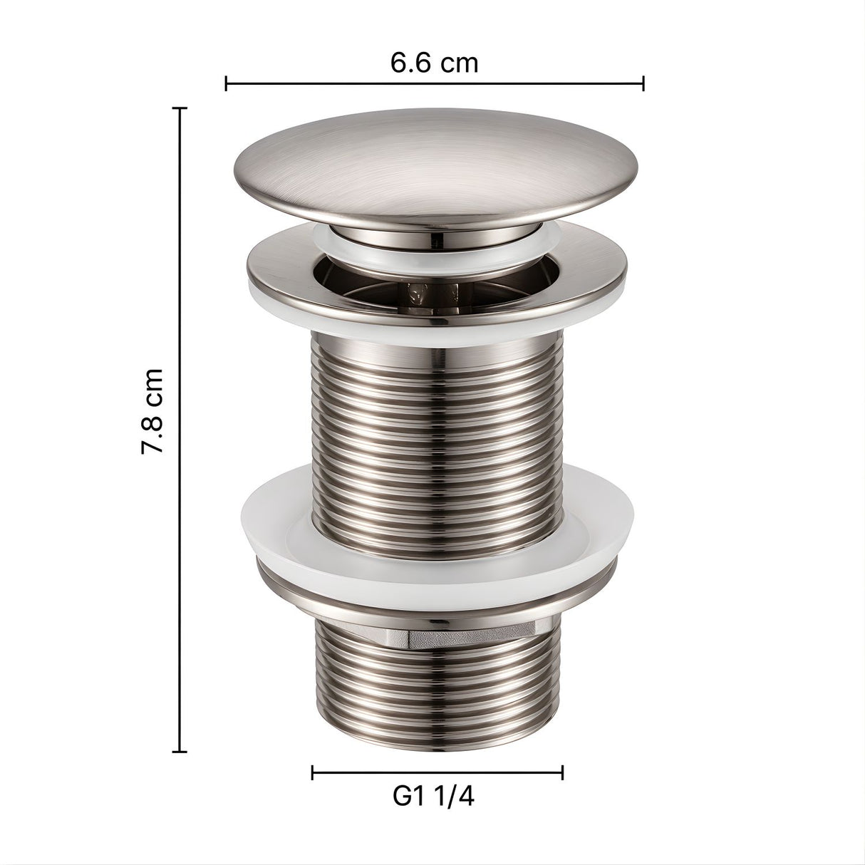 Kit Grifería Lavamanos Alta Cascada Acero Inoxidable 304 Satin 30 cm + Desagüe Push Satin 7.8 cm | Set Completo Baño Moderno