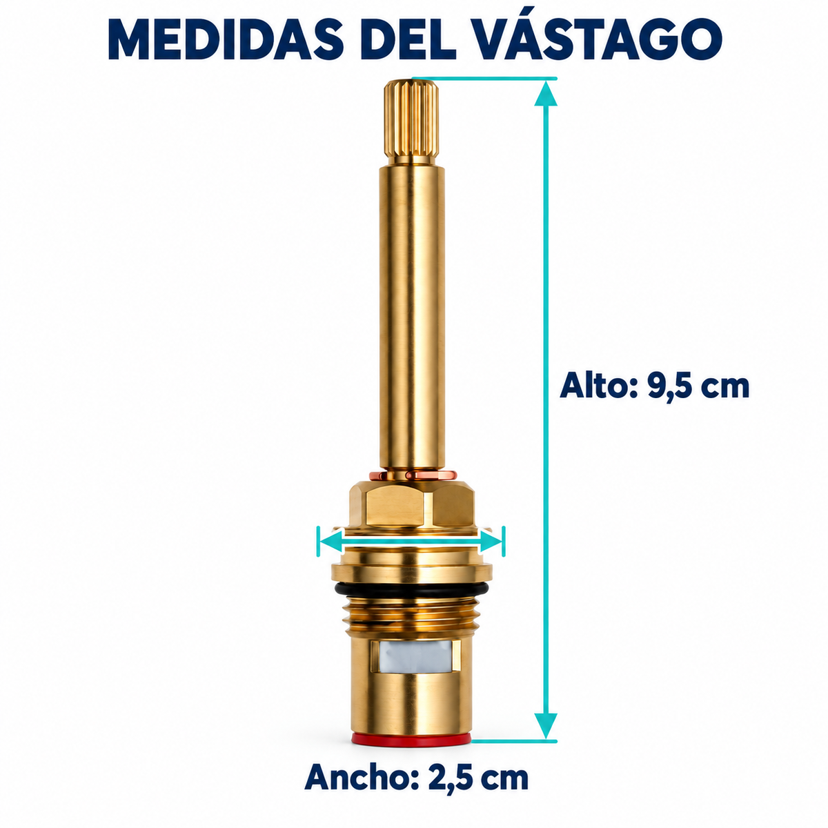 Medidas del vástago para registro de ducha