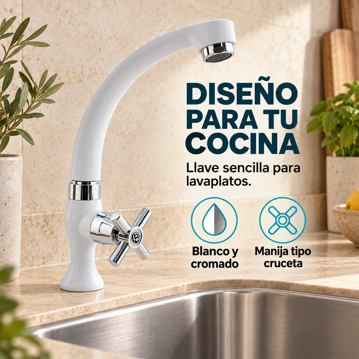 Diseño y características de la llave para lavaplatos