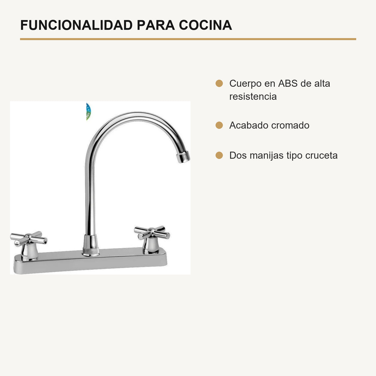 Características del mezclador de lavaplatos con manijas cruceta