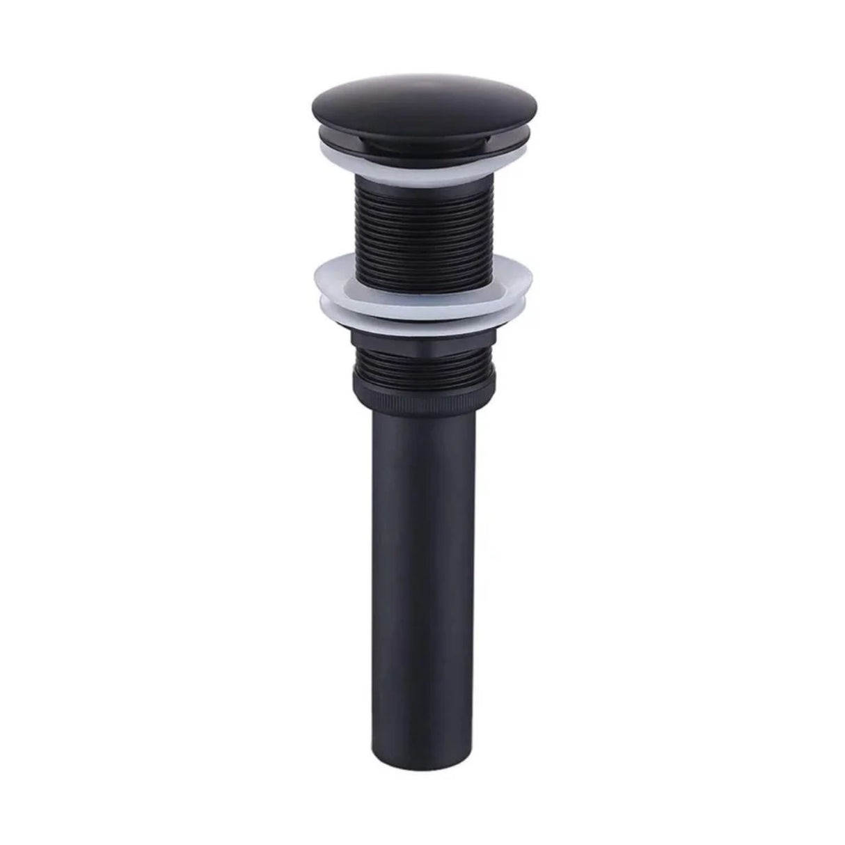 Kit Grifería Lavamanos Alta Milan Negro Mate 28 cm + Desagüe Push Cuadrado Negro 7.8 cm | Set Completo Baño Moderno