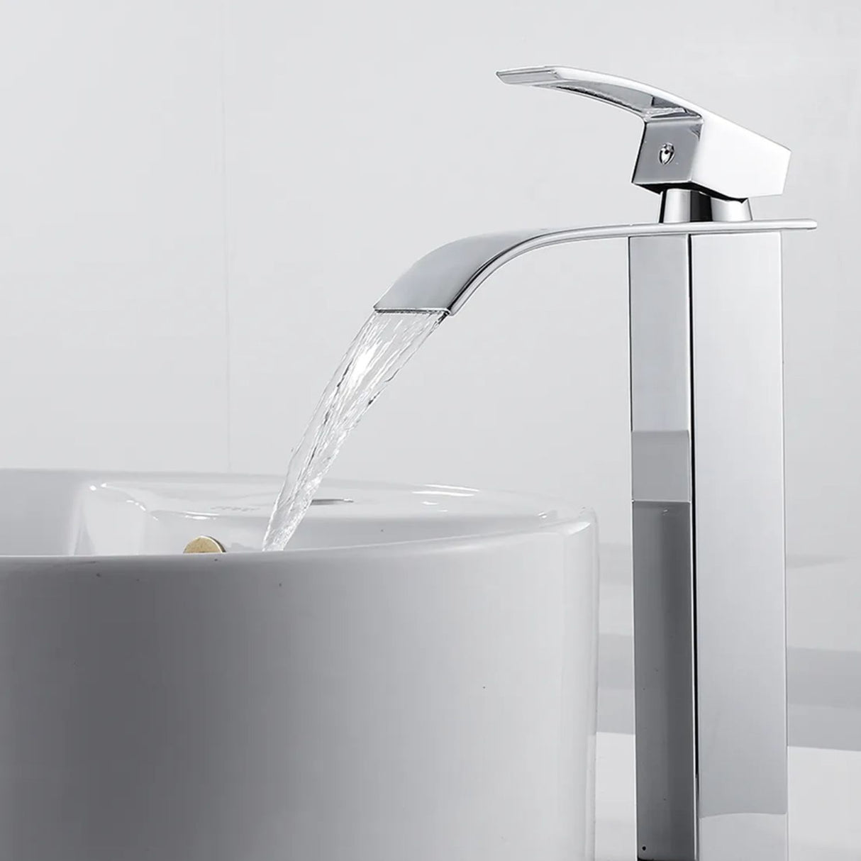 Kit Grifería Lavamanos Alta Milan Satin 30 cm + Desagüe Push Satin 7.8 cm | Set Completo Baño Moderno
