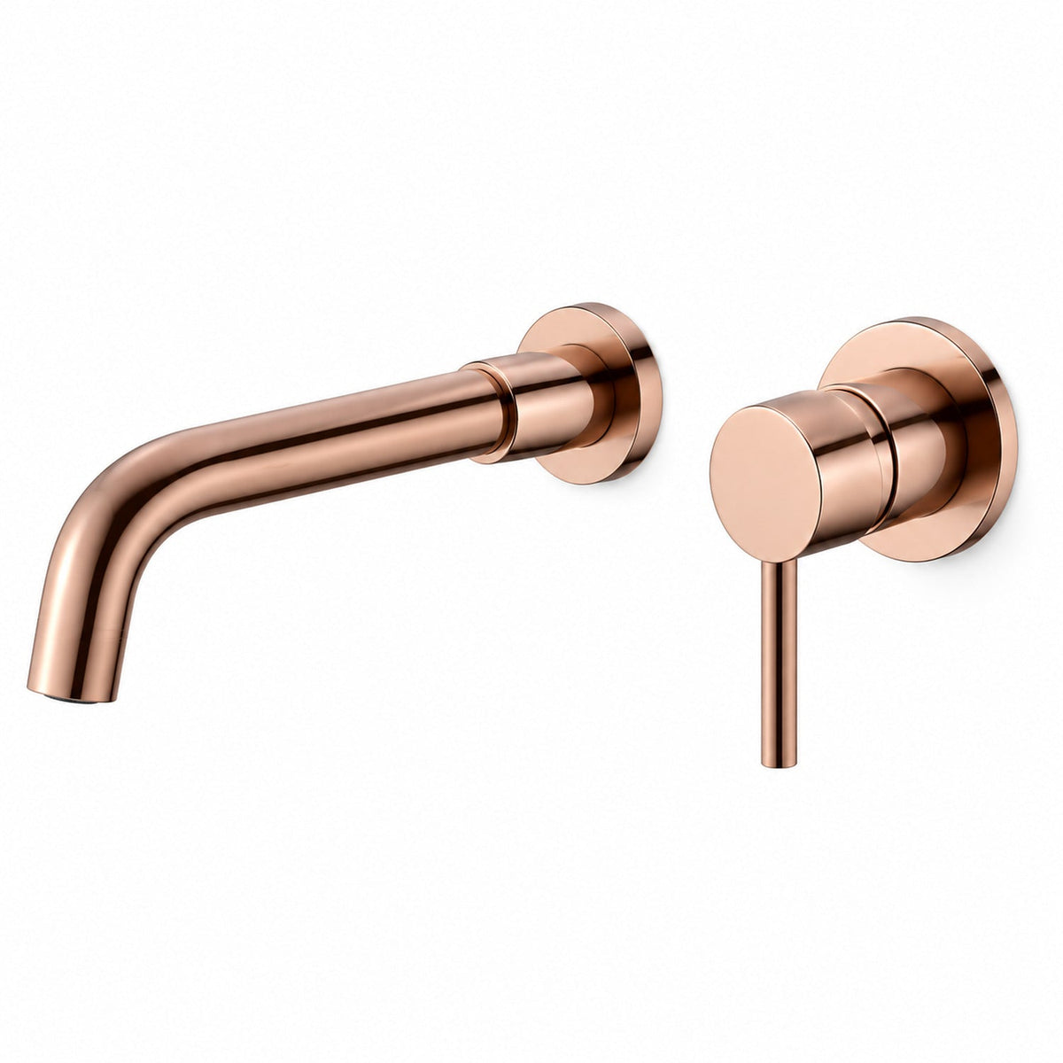 Grifería Monocontrol Para Lavamanos De Pared Oro Rosa sobre fondo blanco