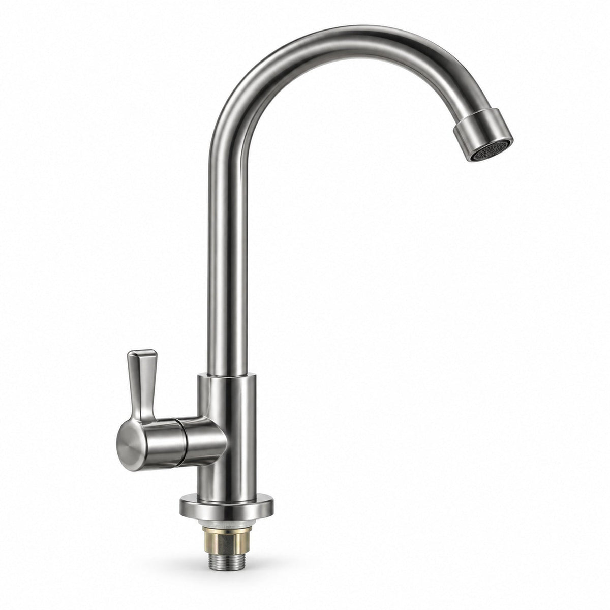 Llave Para Lavaplatos De Mesón Agua Fría Acero Inoxidable 304 sobre fondo blanco
