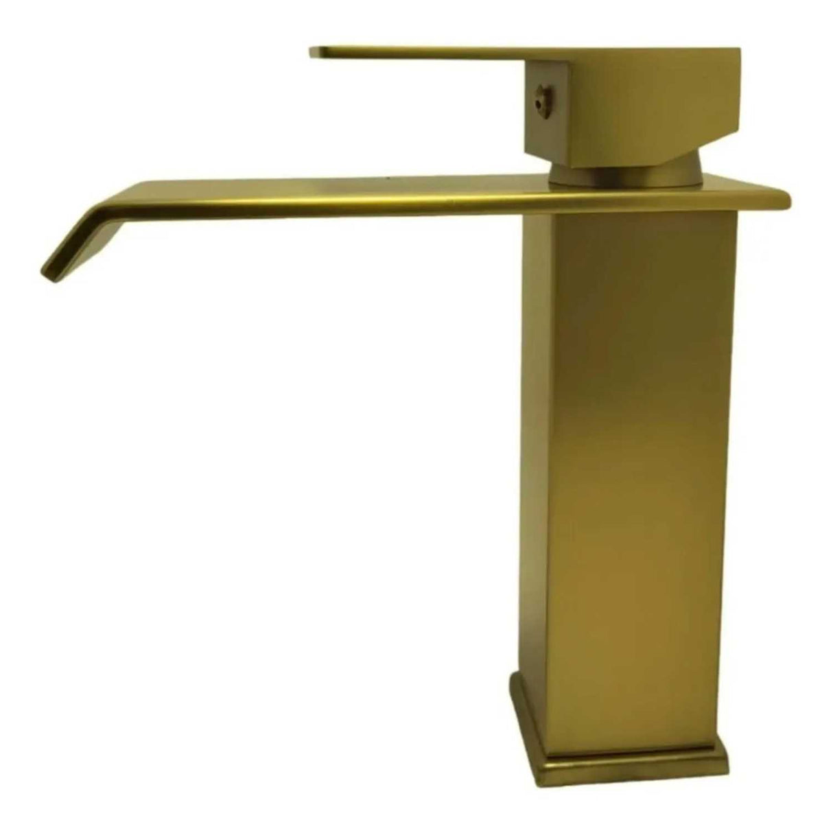 Grifería Lavamanos Cascada Baja Oro Cepillado 19 cm con Caño 17 cm Monocontrol