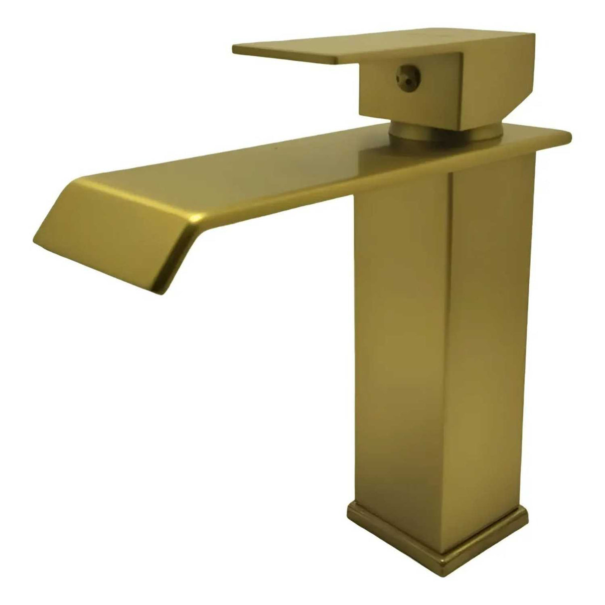 Grifería Lavamanos Cascada Baja Oro Cepillado 19 cm con Caño 17 cm Monocontrol