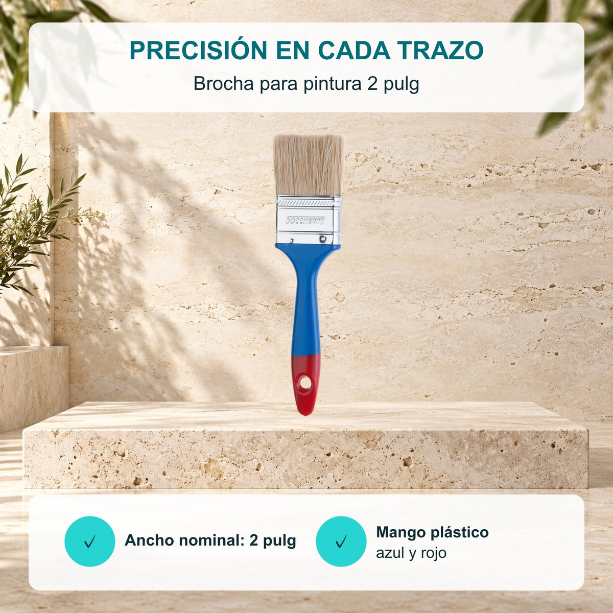 Características de Brocha para pintura de 2 pulgadas con mango plástico