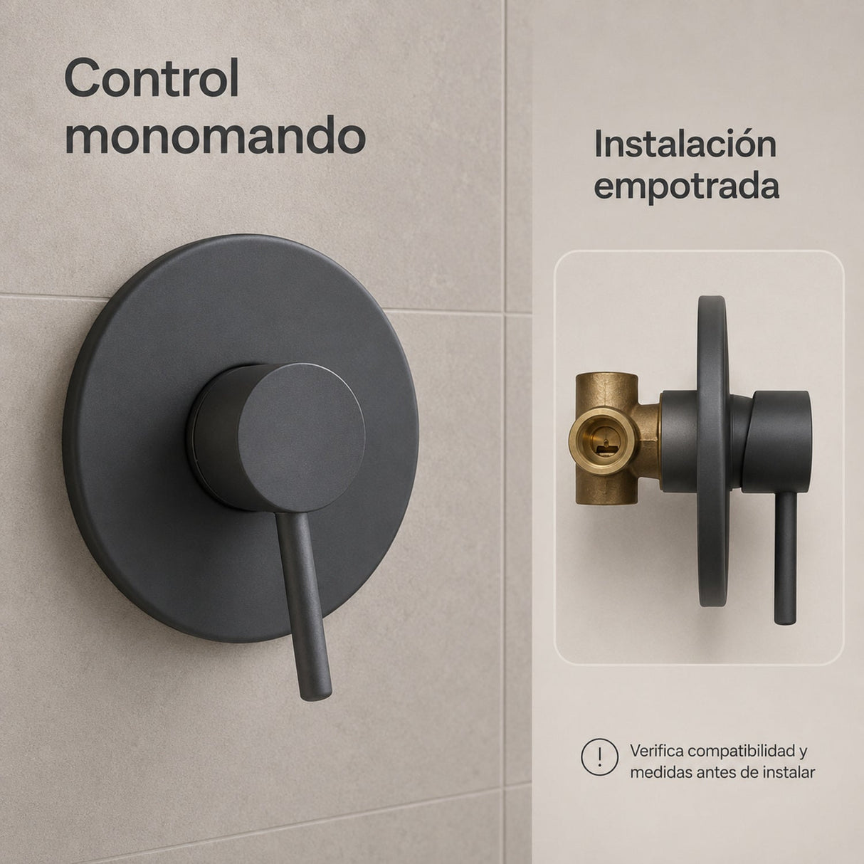Control monomando e instalación empotrada del mezclador