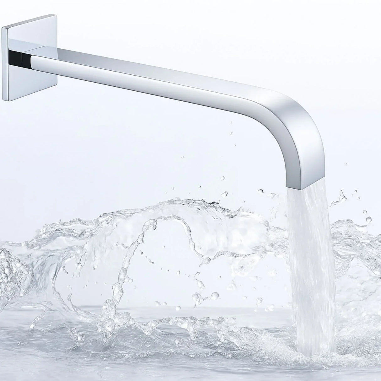 Pico Cuadrado Grifería Pared, Jacuzzi, Tina Cromado Bronce