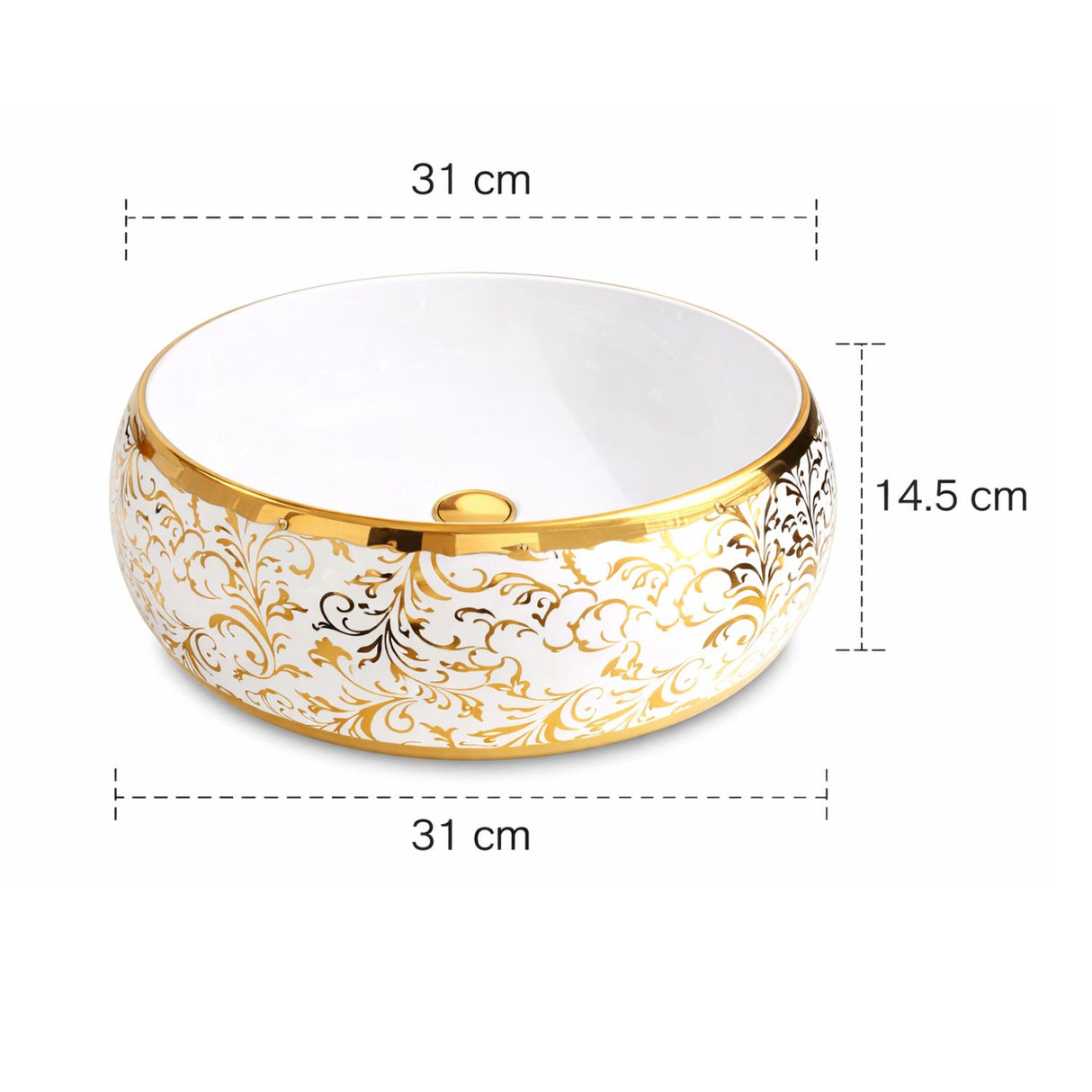 Lavamanos Donna Blanco Dorado 31*31*14.5 Cm