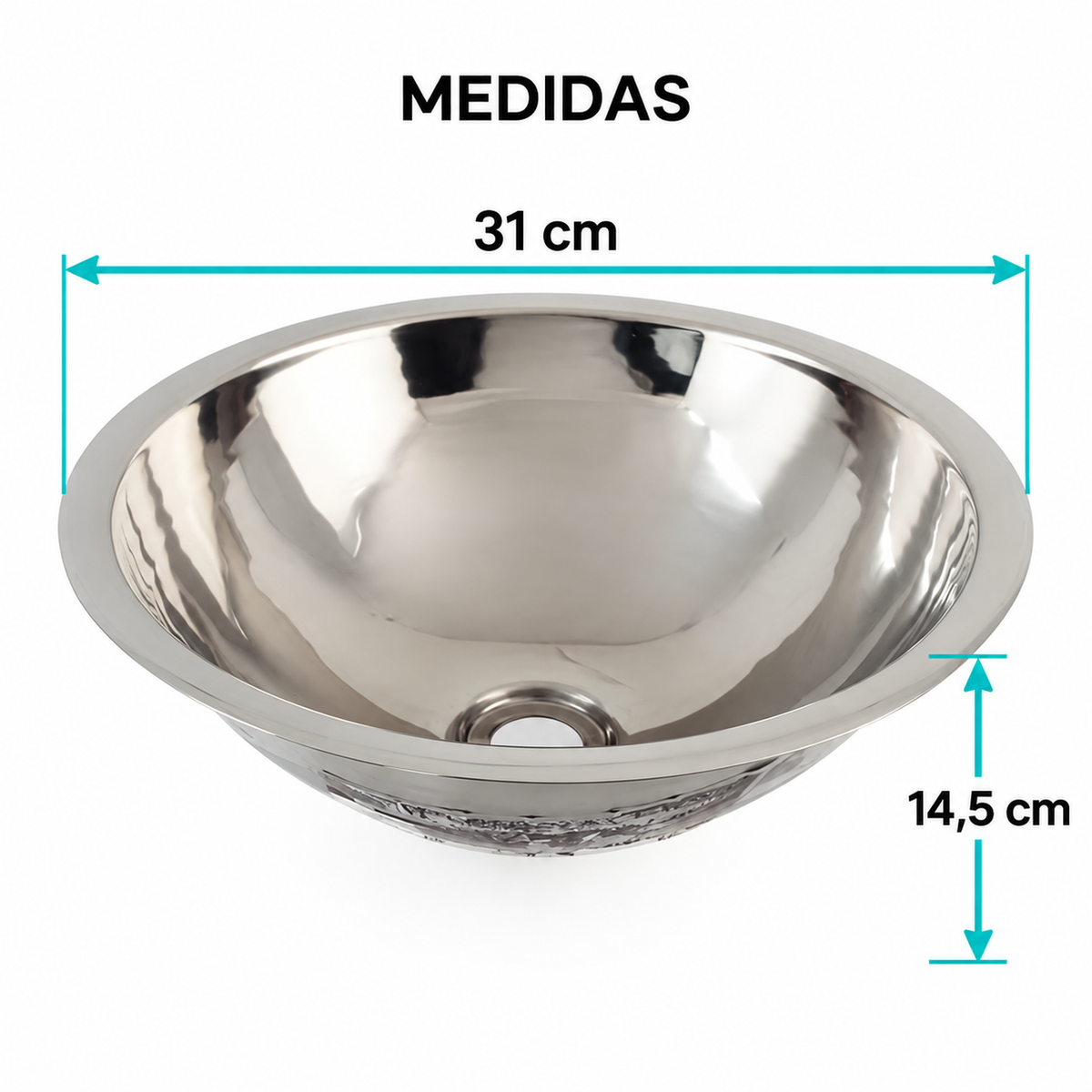 Medidas del lavamanos: 14,5 por 31 centímetros