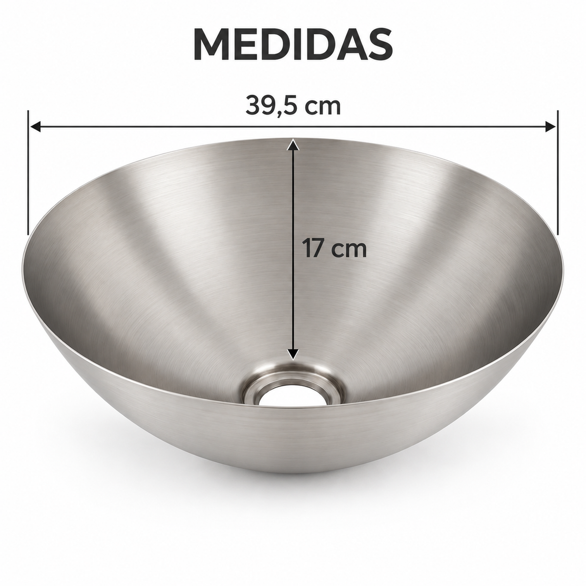 Medidas del lavamanos: 39,5 cm de diámetro y 17 cm de profundidad