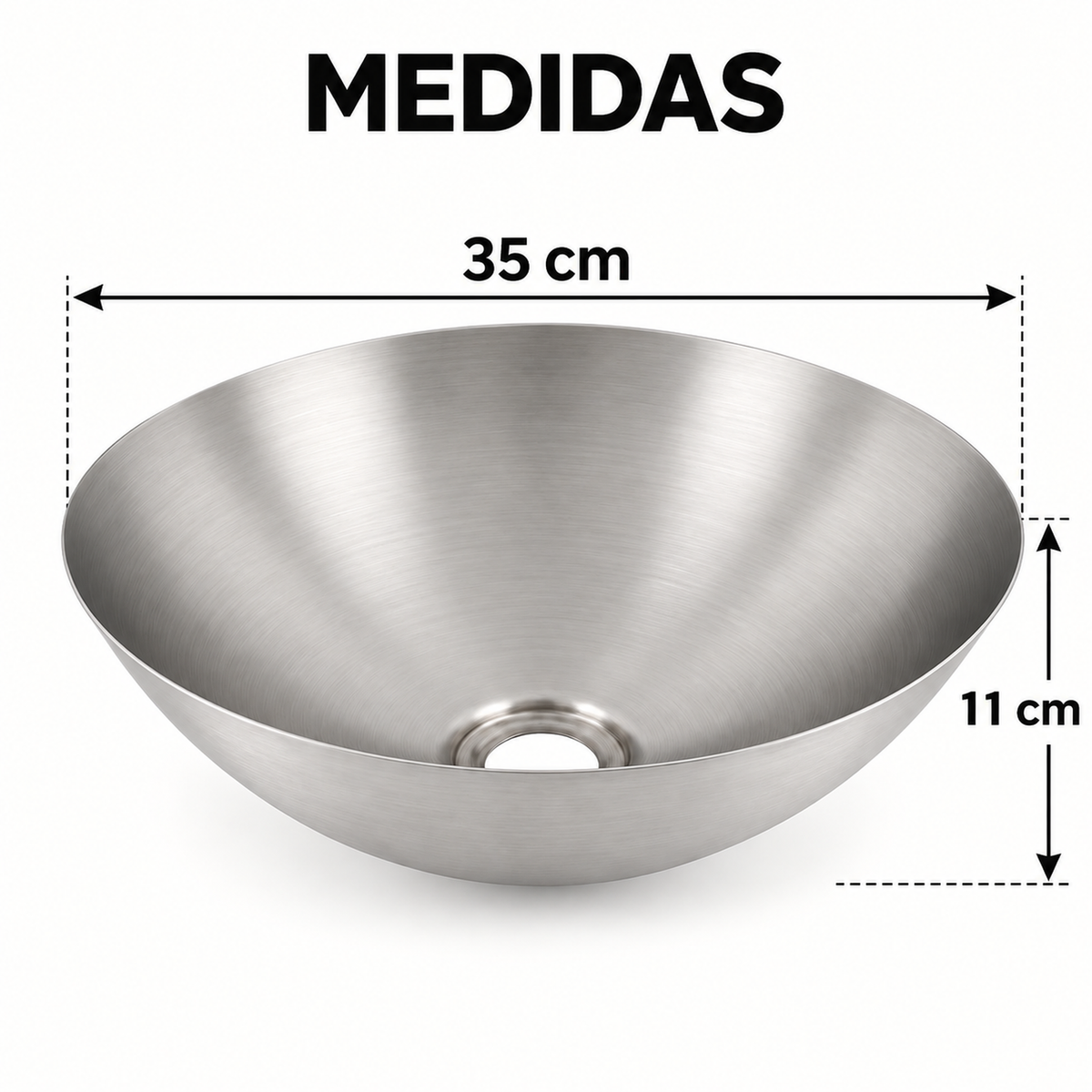 Medidas del lavamanos: 35 cm de diámetro y 11 cm de profundidad