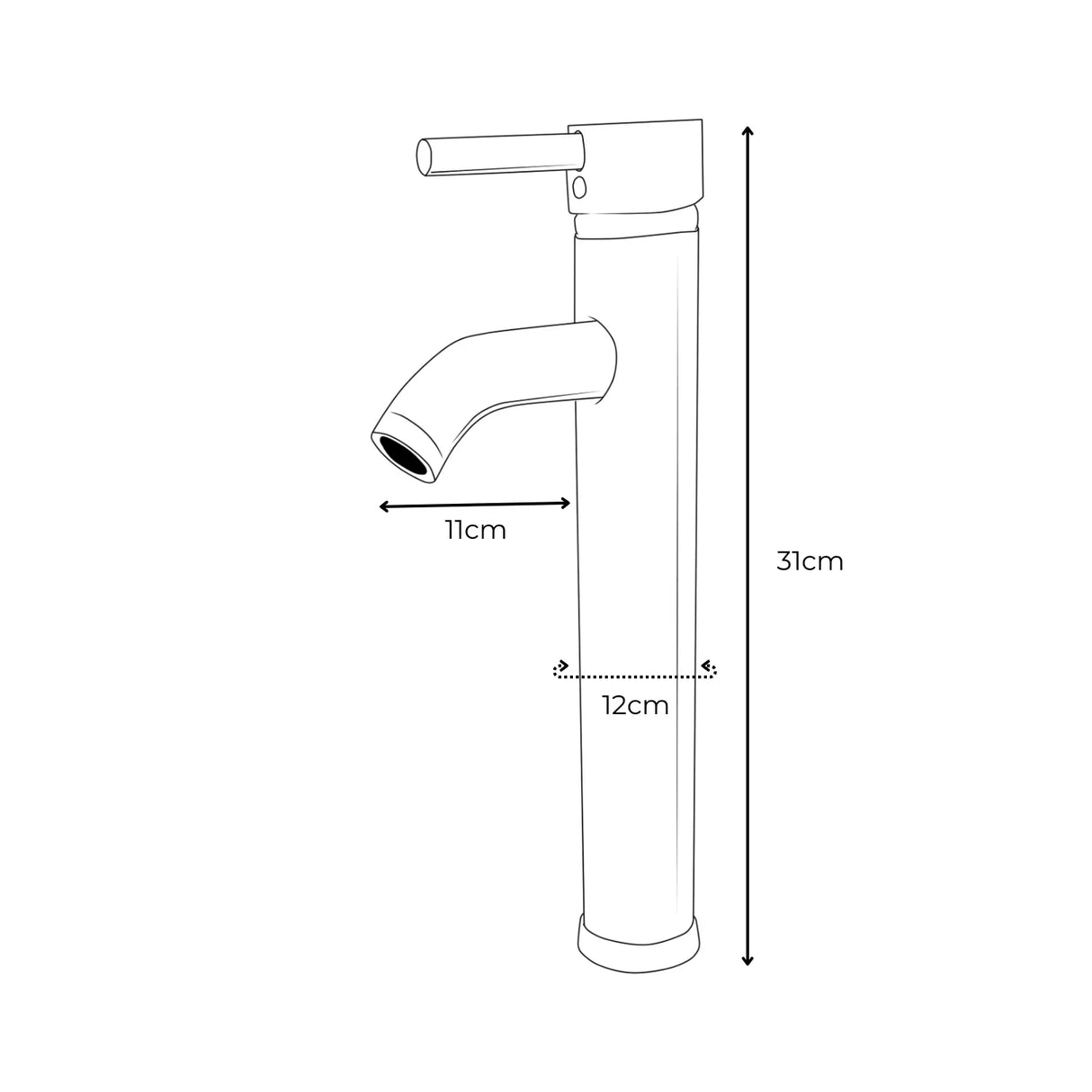 Grifería lavamanos monocontrol alta negra Iris