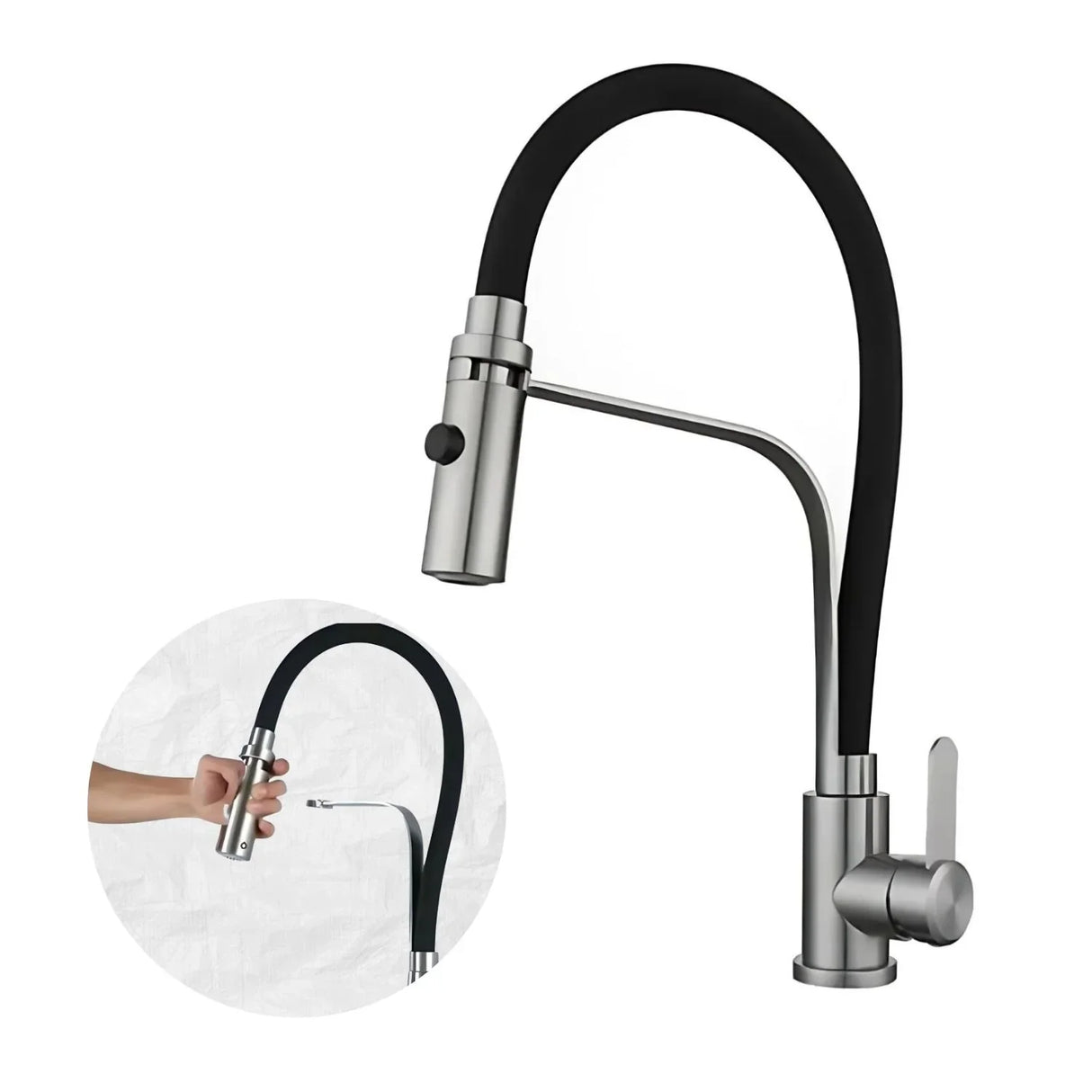 Grifería Para Cocina Cuello Flexible Monocontrol Negra