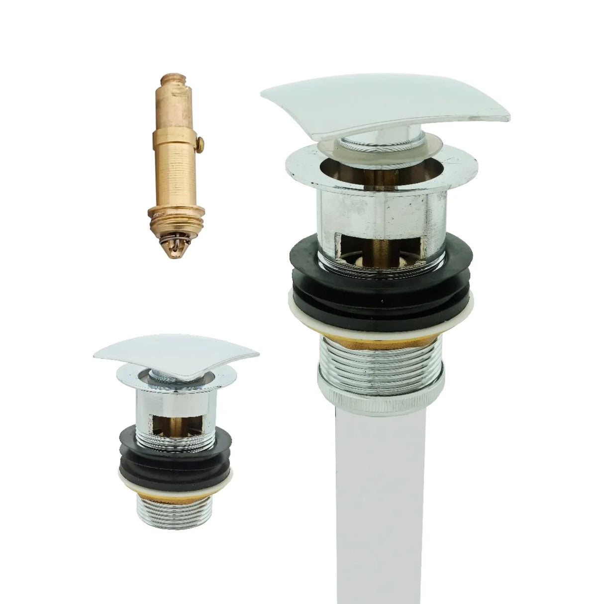 Desagüe Sencillo Cromado con Rebose Cuerpo en Bronce