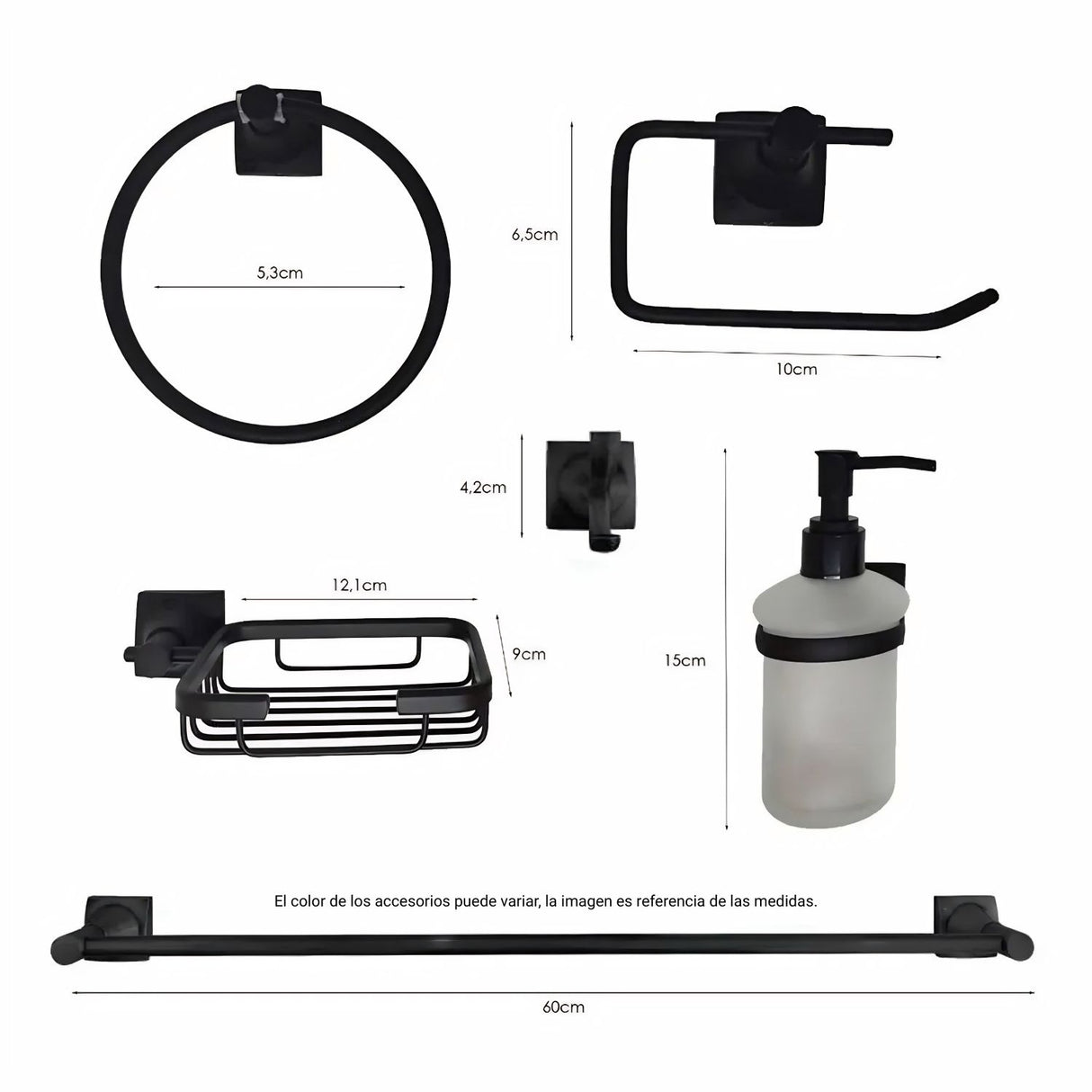 Juego de Accesorios de Baño Xcaret 6 Piezas Gris | Set Completo para Baño Moderno y Funcional