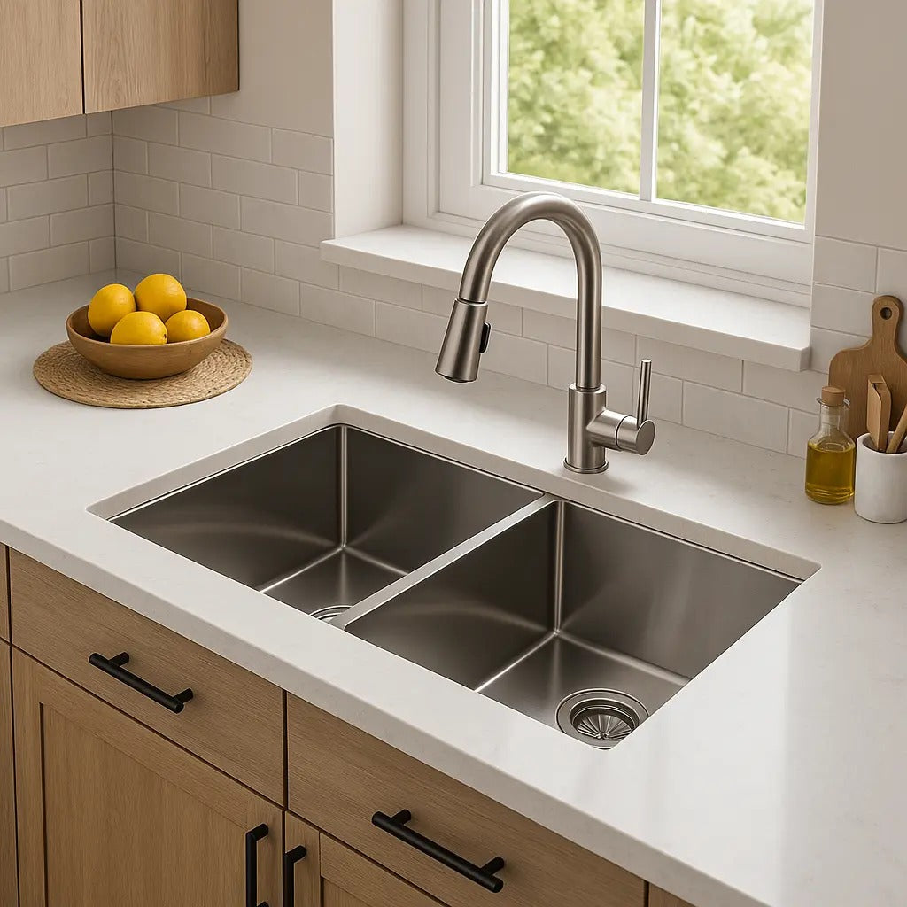 Lavaplatos Doble en Acero 304 Satin 77 x 45 x 21 cm | Alta Resistencia y Diseño Moderno