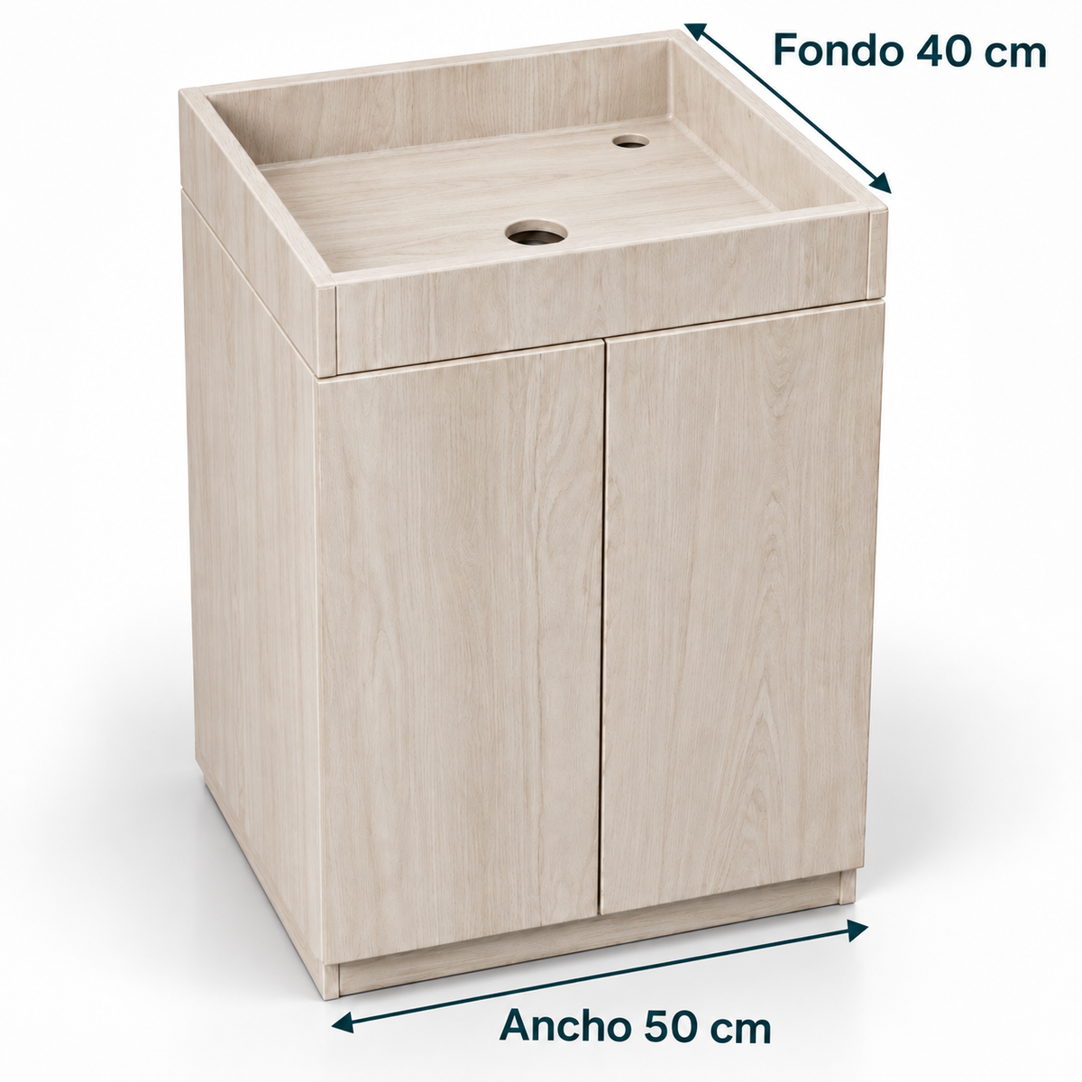 Medidas del mueble: ancho 50 cm y fondo 40 cm