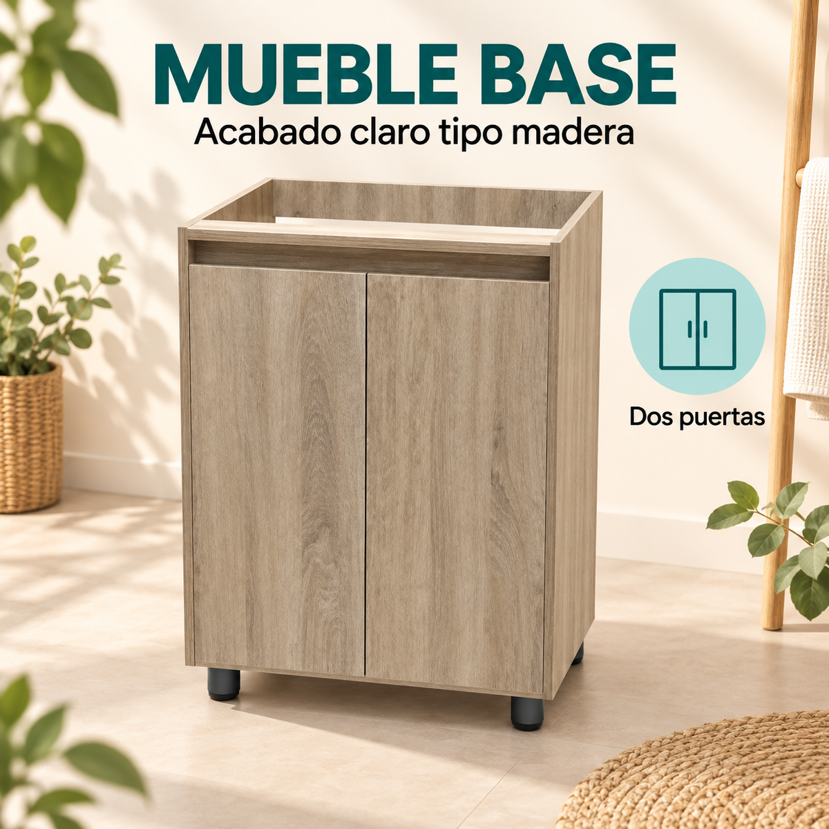 Mueble base de dos puertas 38 × 35 cm - detalle