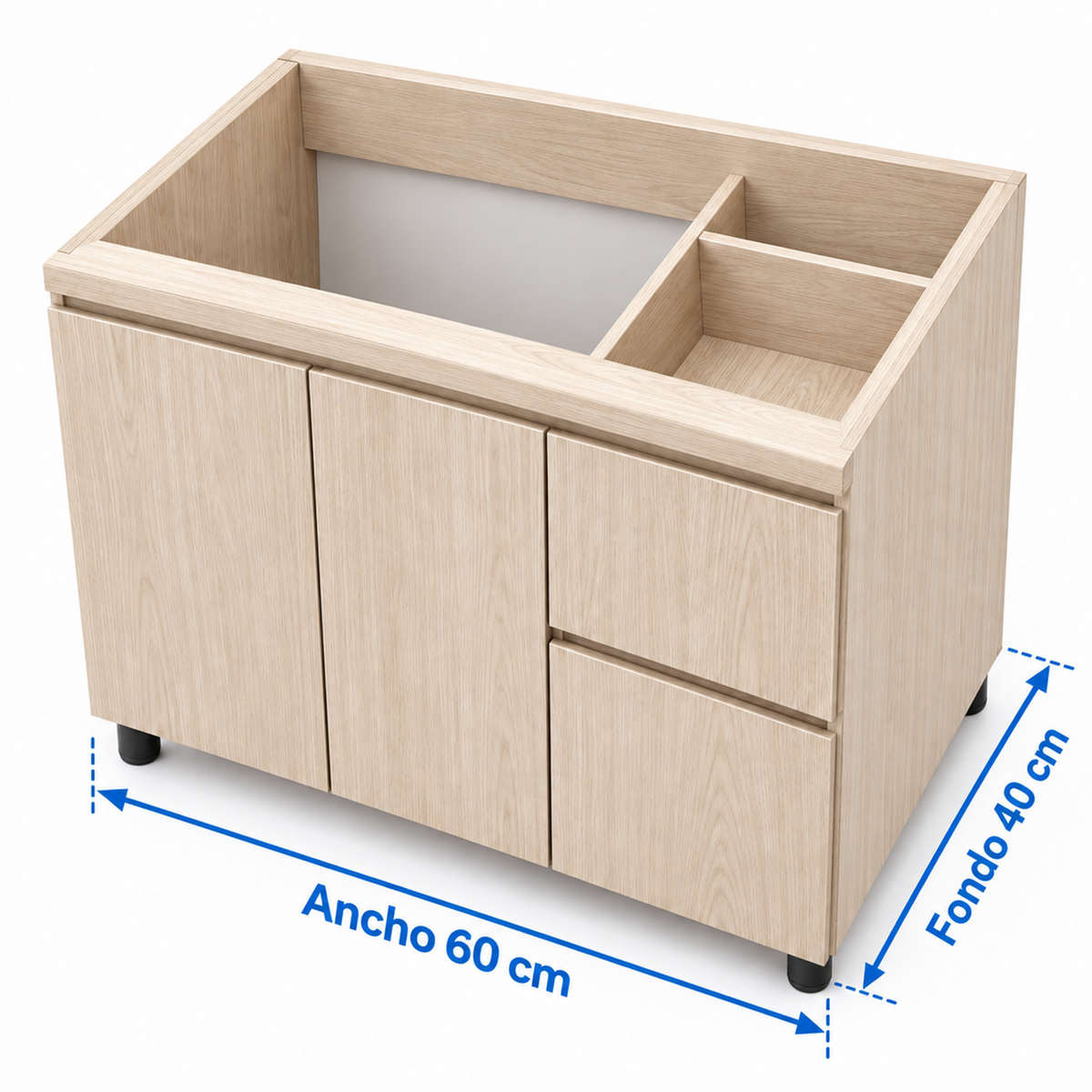 Medidas del mueble solo: ancho 60 cm y fondo 40 cm