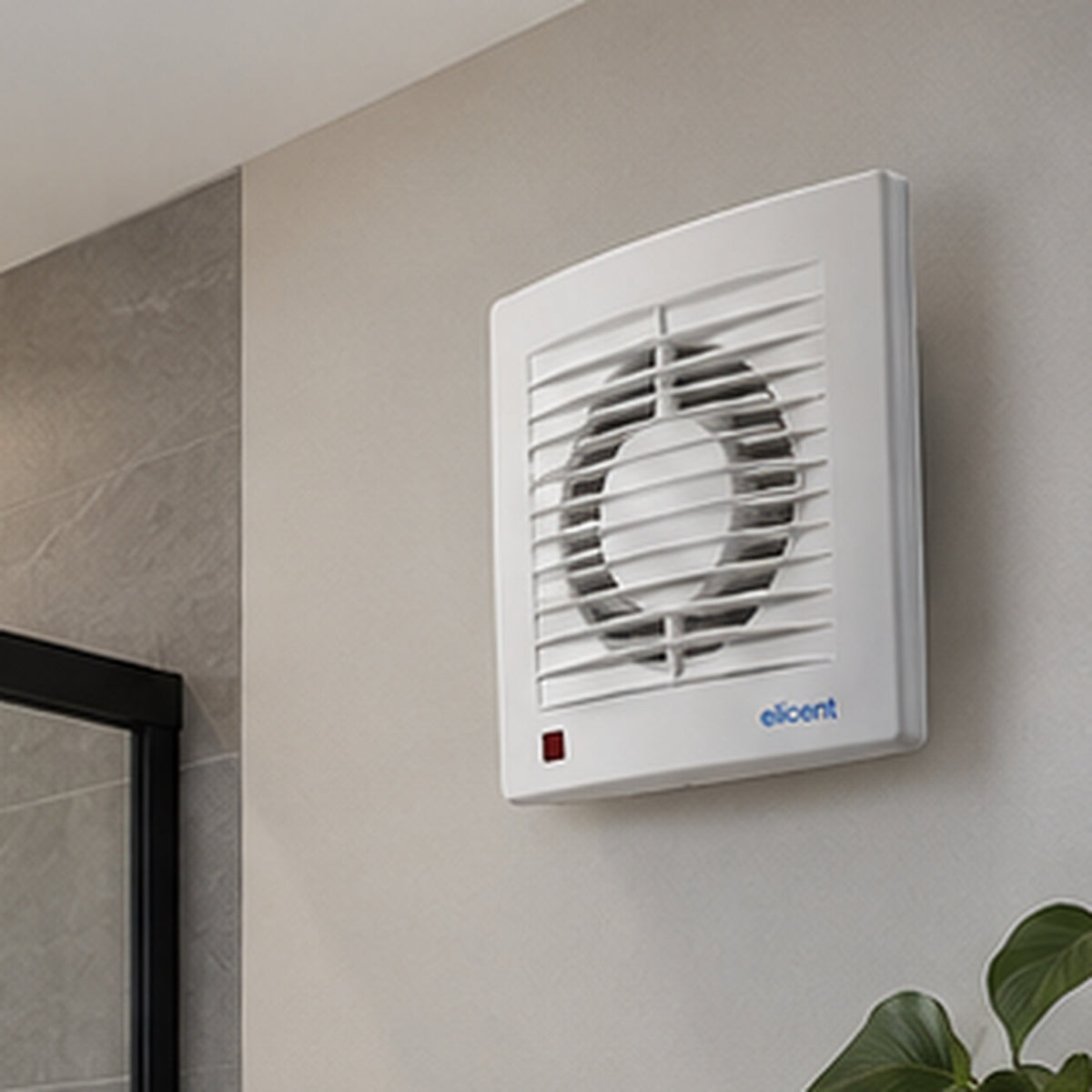 Extractor de aire Mini Style 4 pulgadas instalado en pared de baño