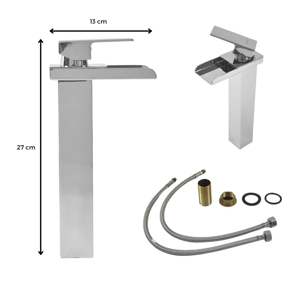 Grifería Monocontrol Lavamanos Alto Cascada Cromado 29 cm