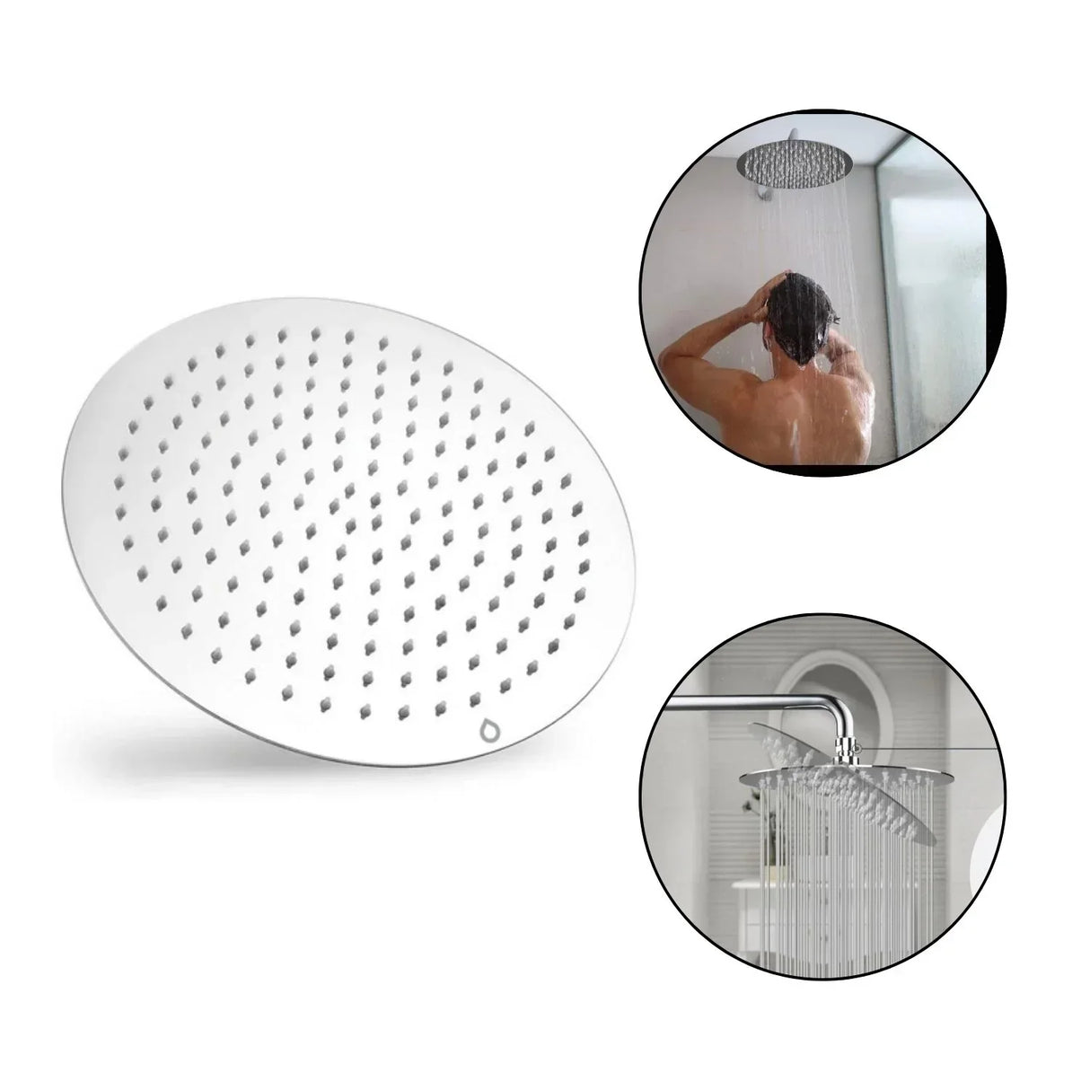 Regadera Acero Ultraplana 25 cms Redonda Alta Calidad Sin Tubo