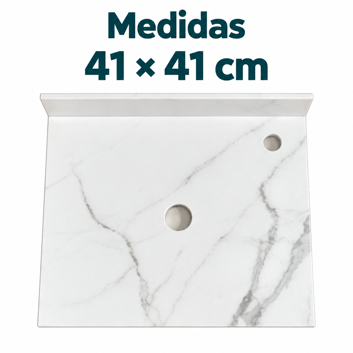 Placa Sinterizada Blanca Para Lavamanos 41 X 41 Cm - medidas